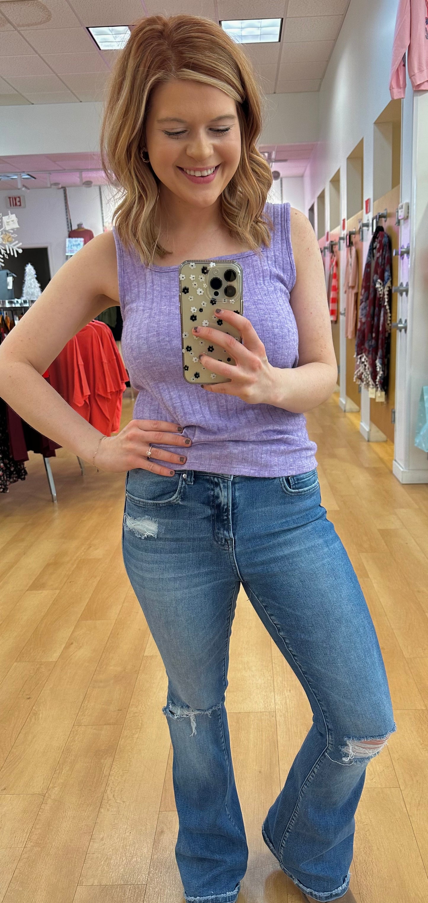Ribbed Square Neck Tank