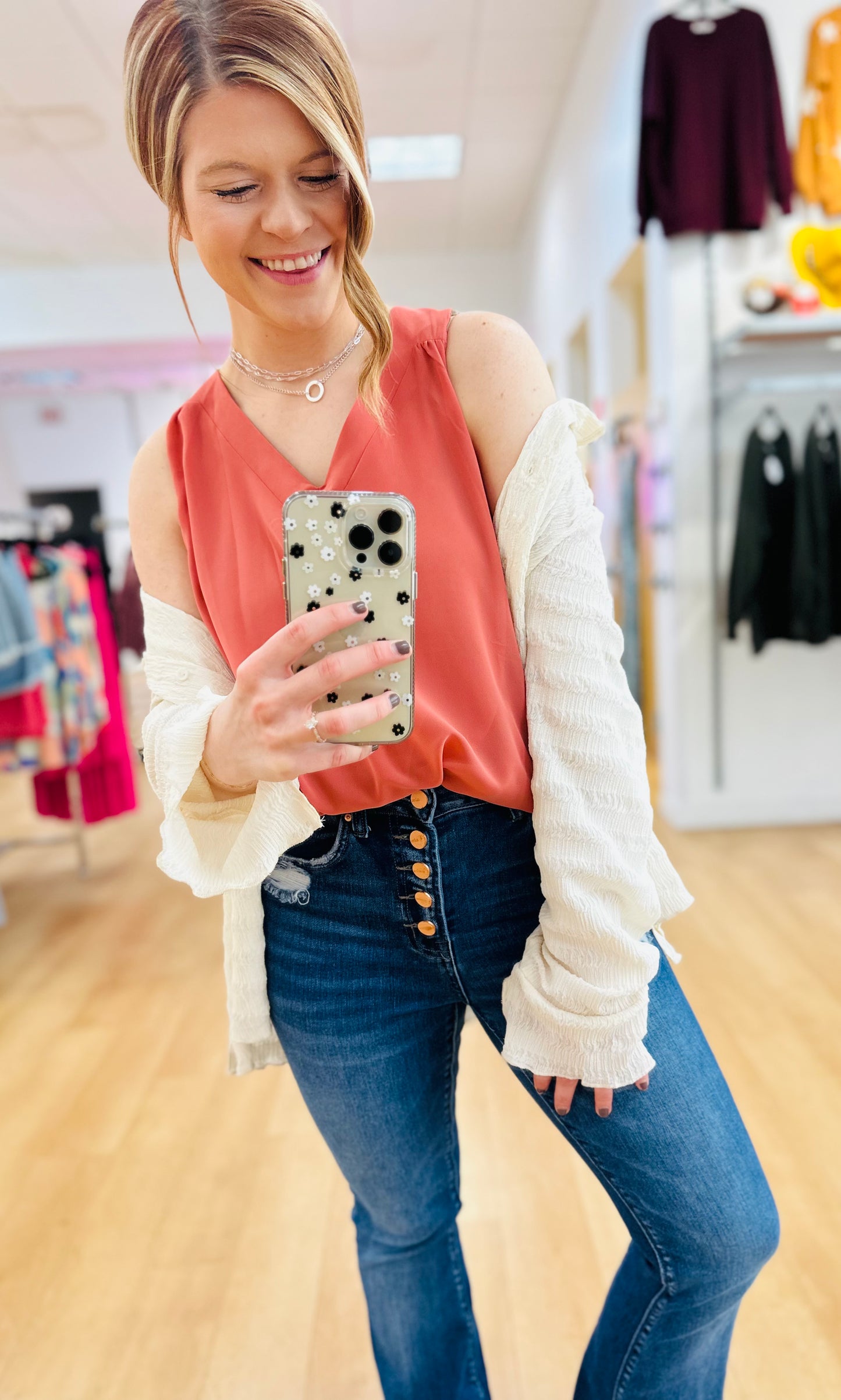 Chiffon Double Layer Sleeveless V-Neck Tank