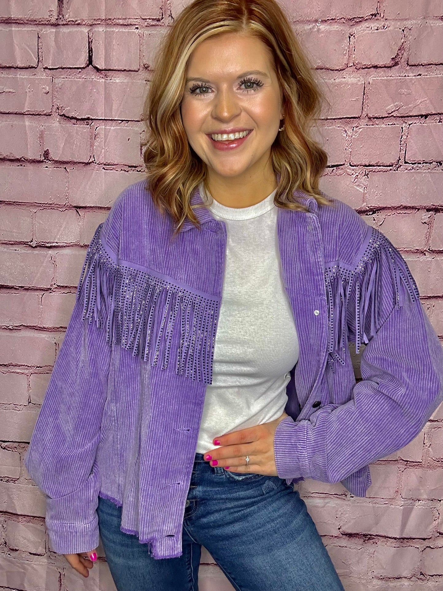 Tassels Detailed Corduroy Jacket