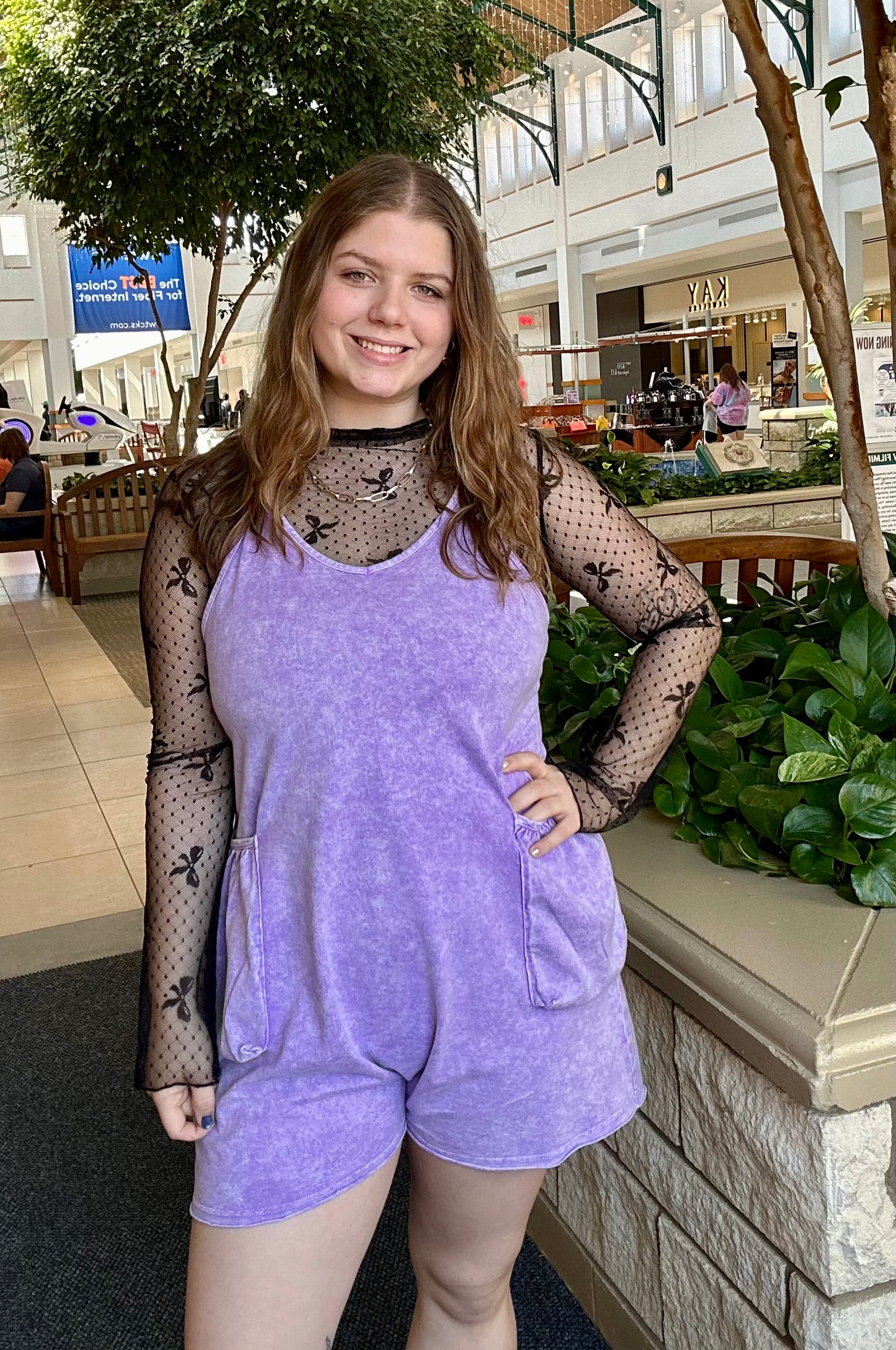 Halo Mineral Washed Spaghetti Strap Pocketed Romper