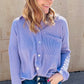 Ribbed Long Sleeve Button Up Top