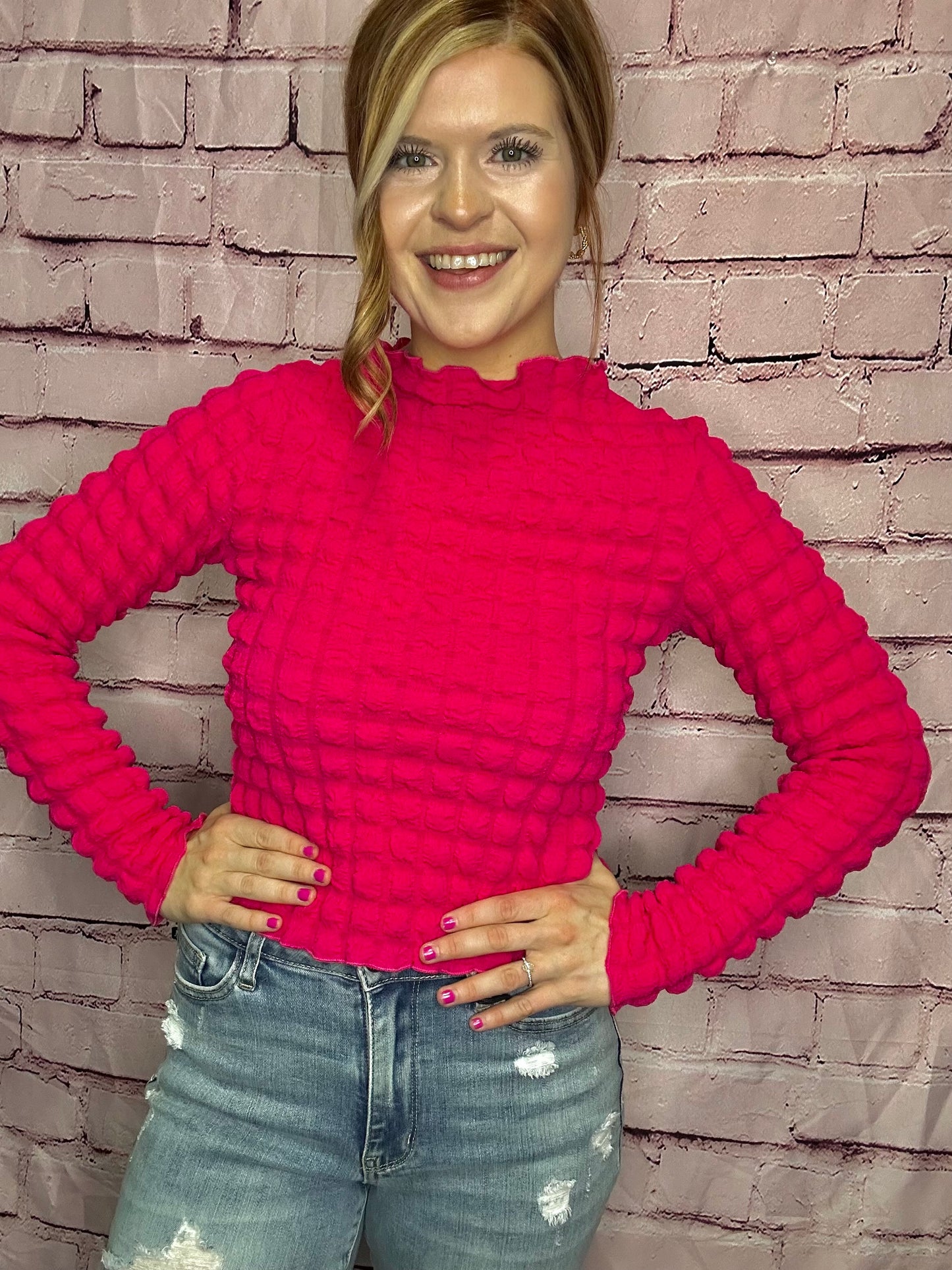 Mock Neck Long Sleeve Crop Top
