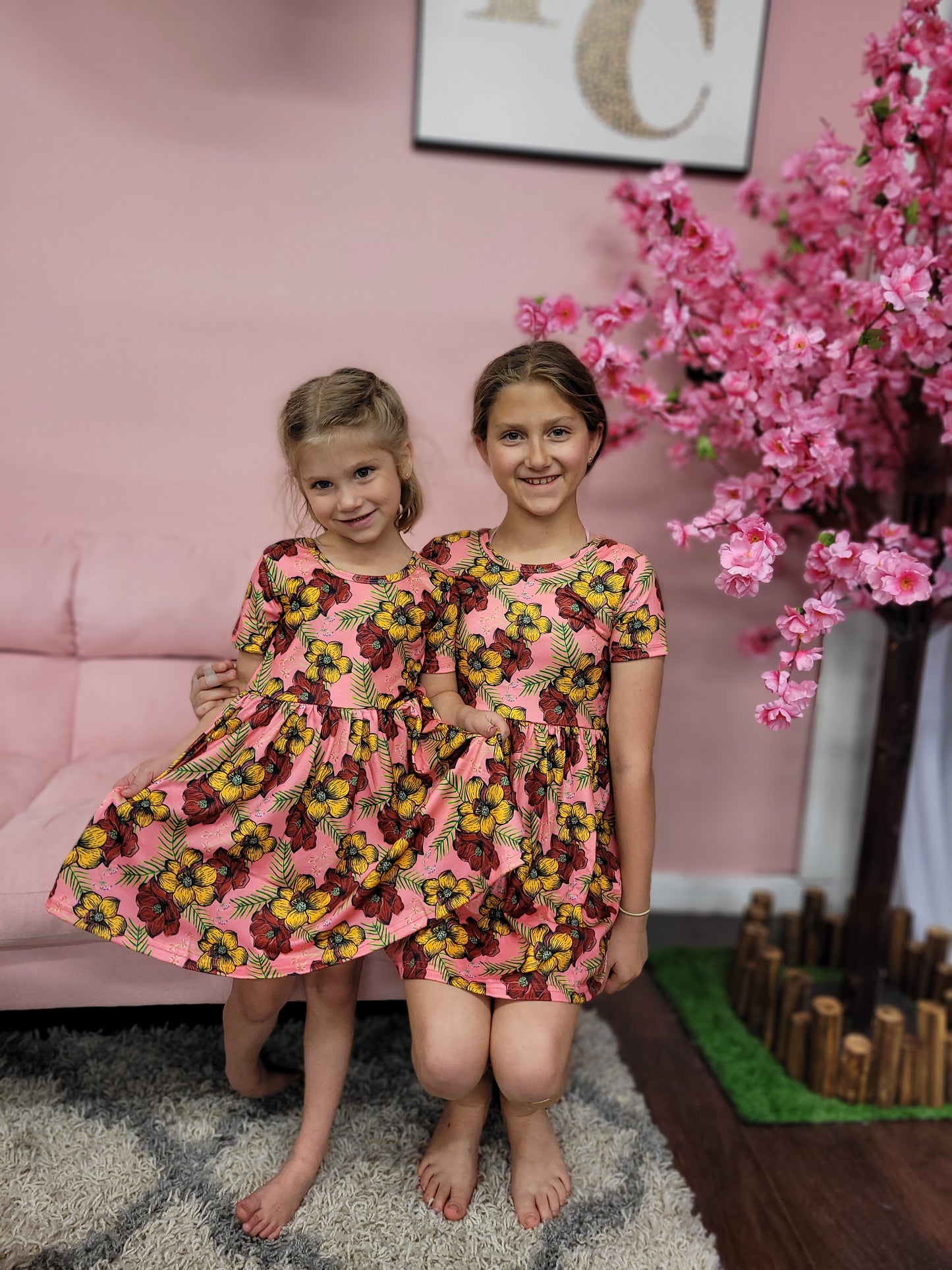 TROPICAL FLOWER PRINTED DRESS