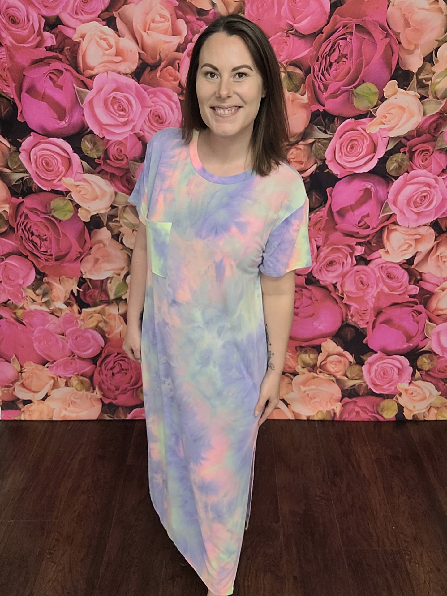 Tie Dye Maxi Dress W/ Patch Pocket