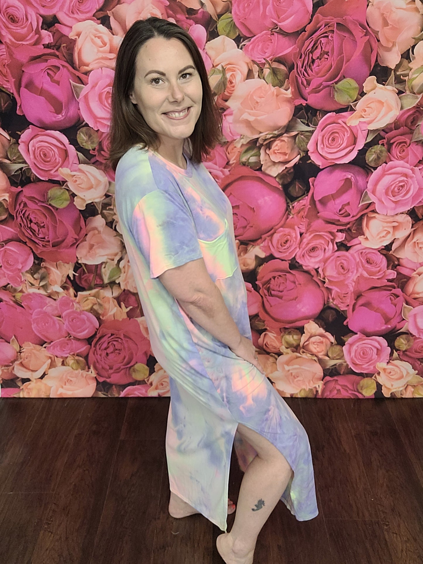 Tie Dye Maxi Dress W/ Patch Pocket