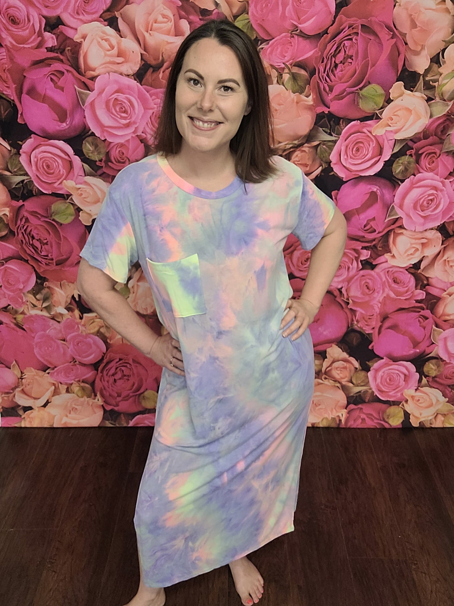 Tie Dye Maxi Dress W/ Patch Pocket