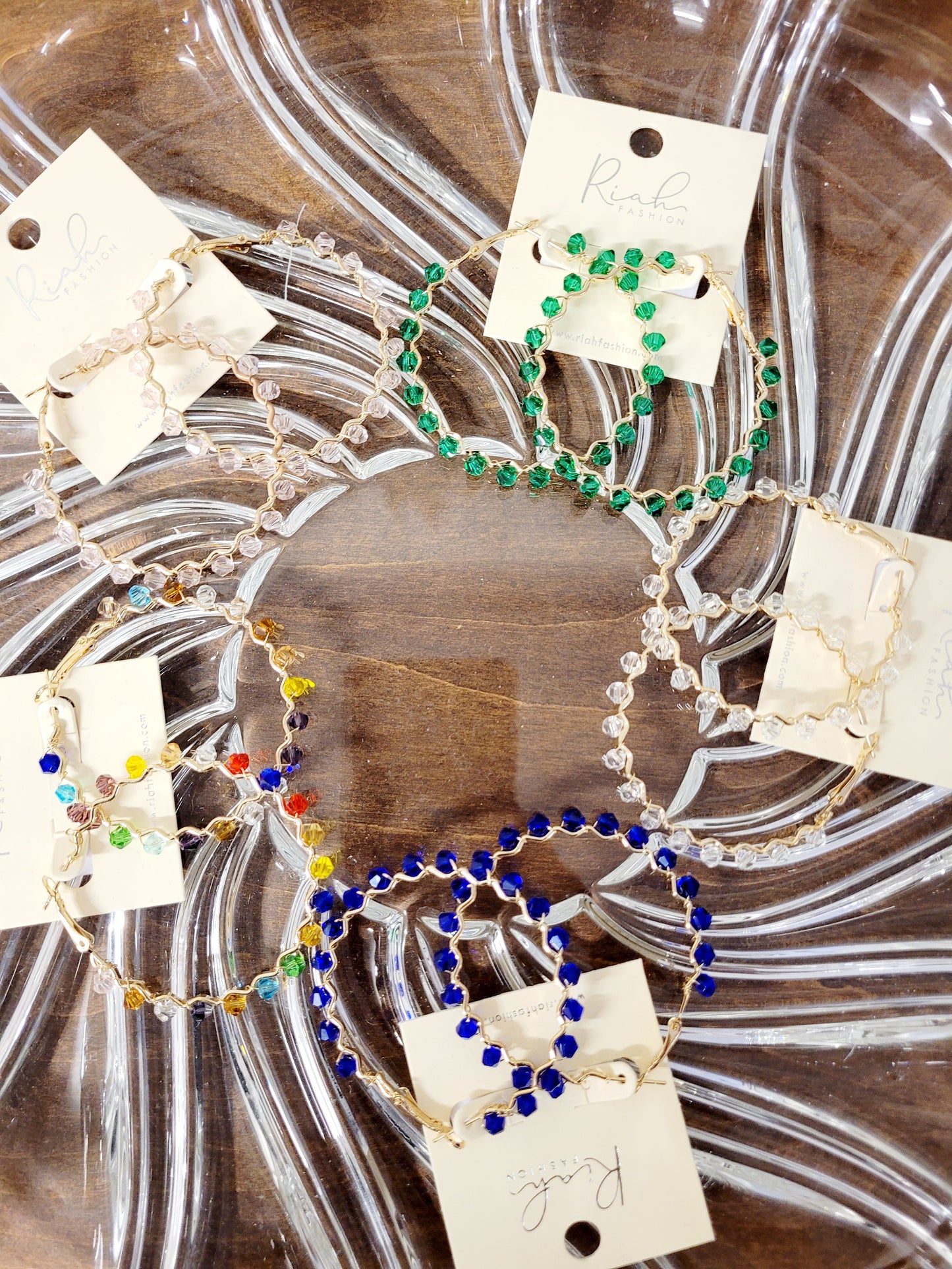Zigzag Glass Beads Hoop Earrings Set