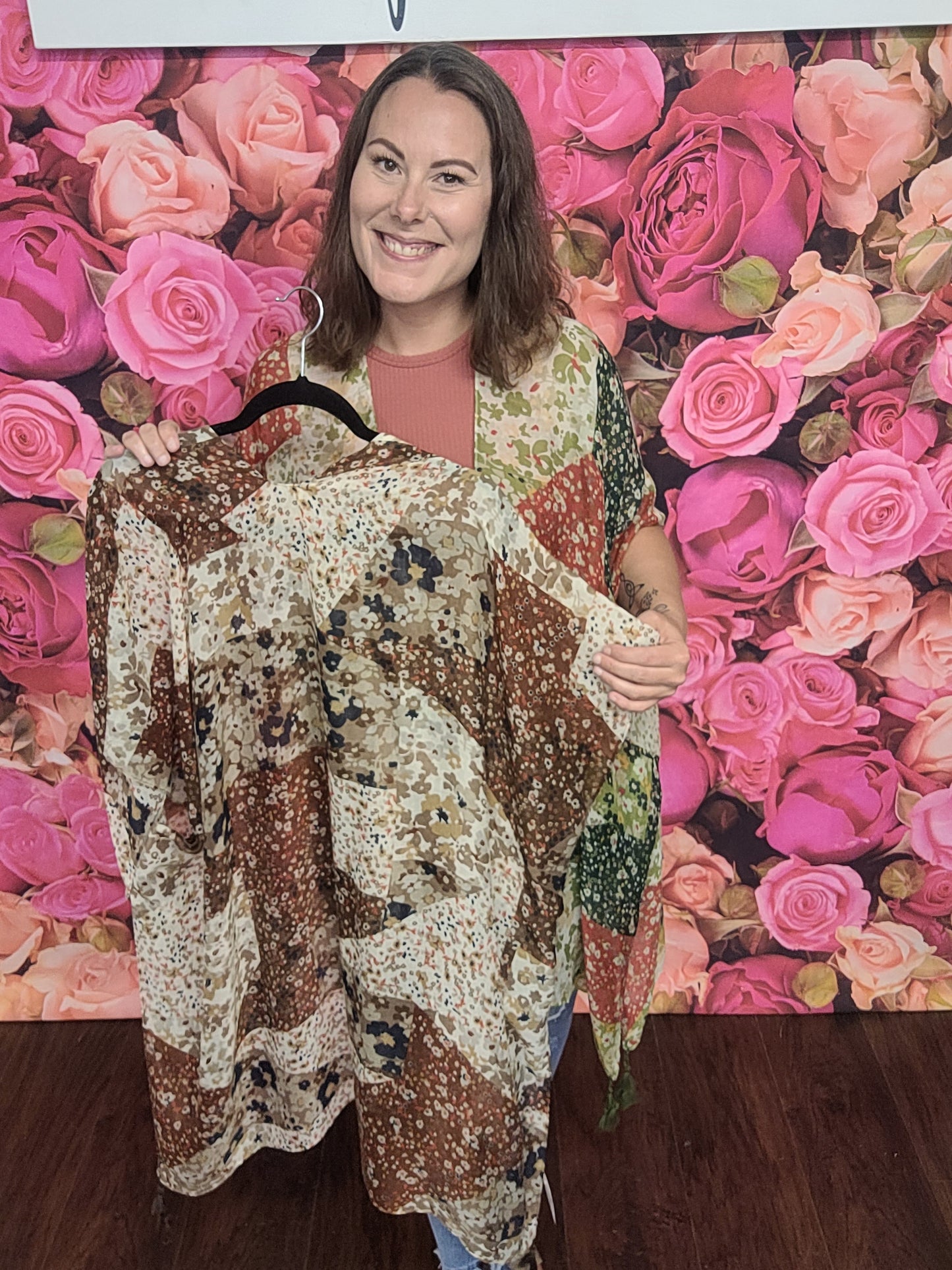 Allover Floral Print Kimono