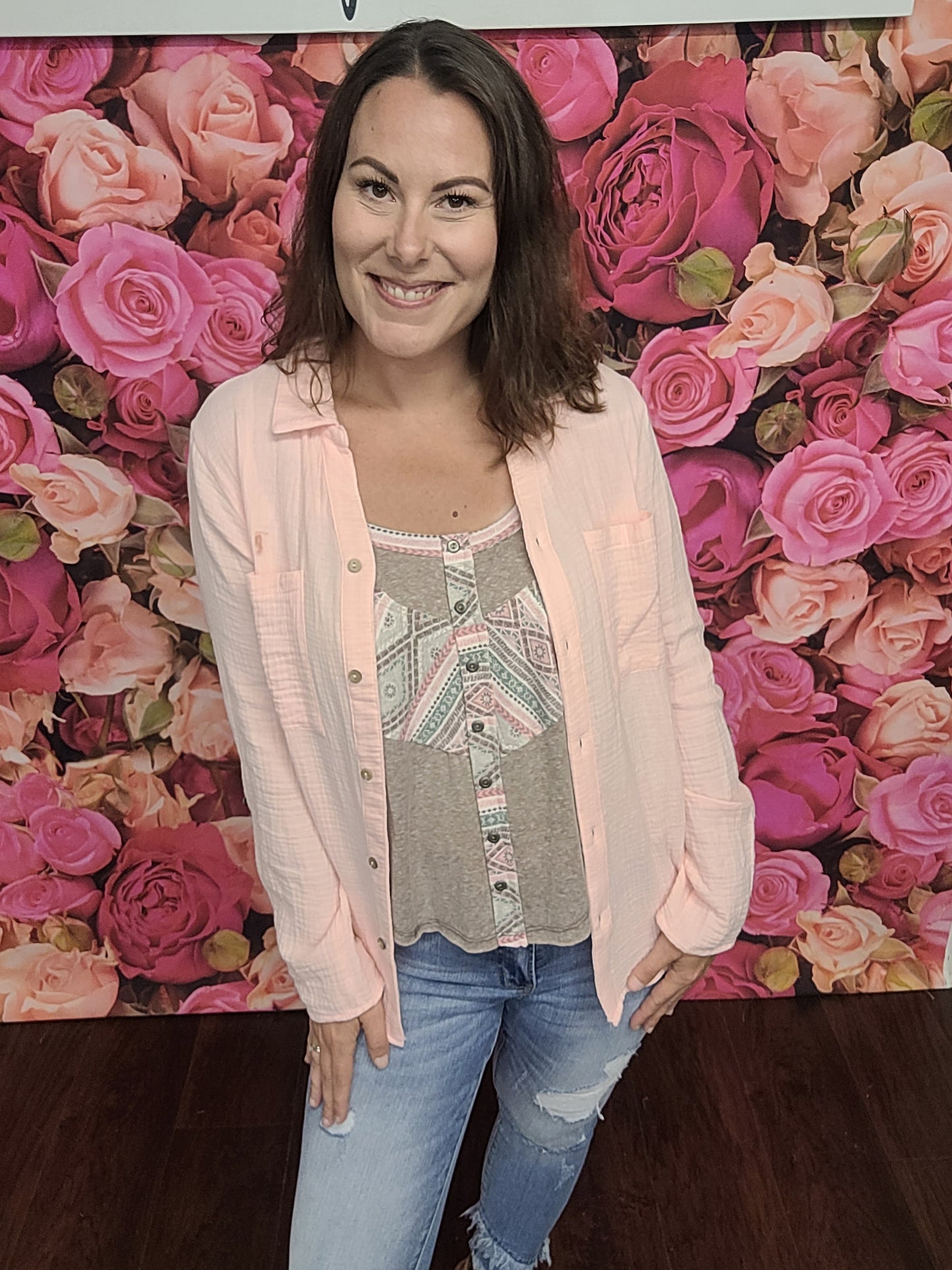 Ces Femme Print Button Top