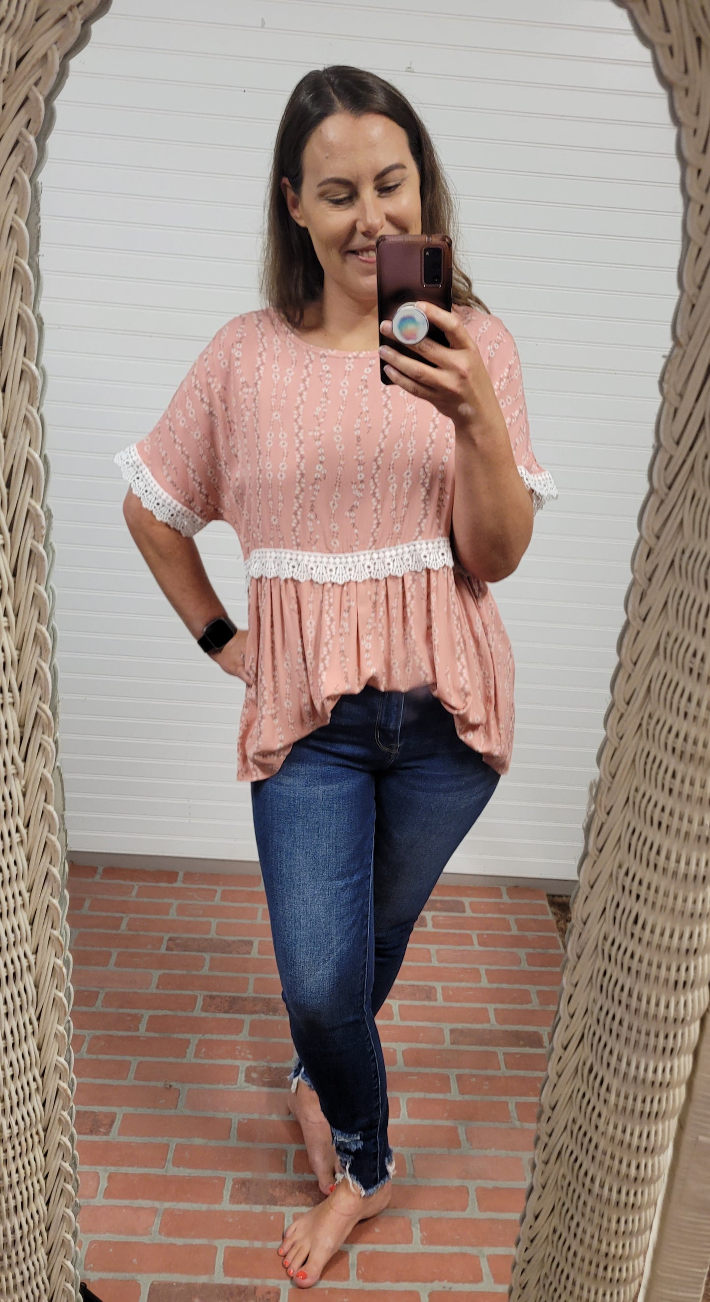 Haptics Floral Rayon Challis Short Sleeve Top