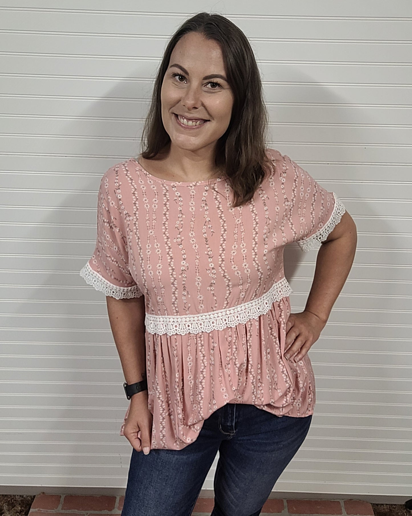 Haptics Floral Rayon Challis Short Sleeve Top
