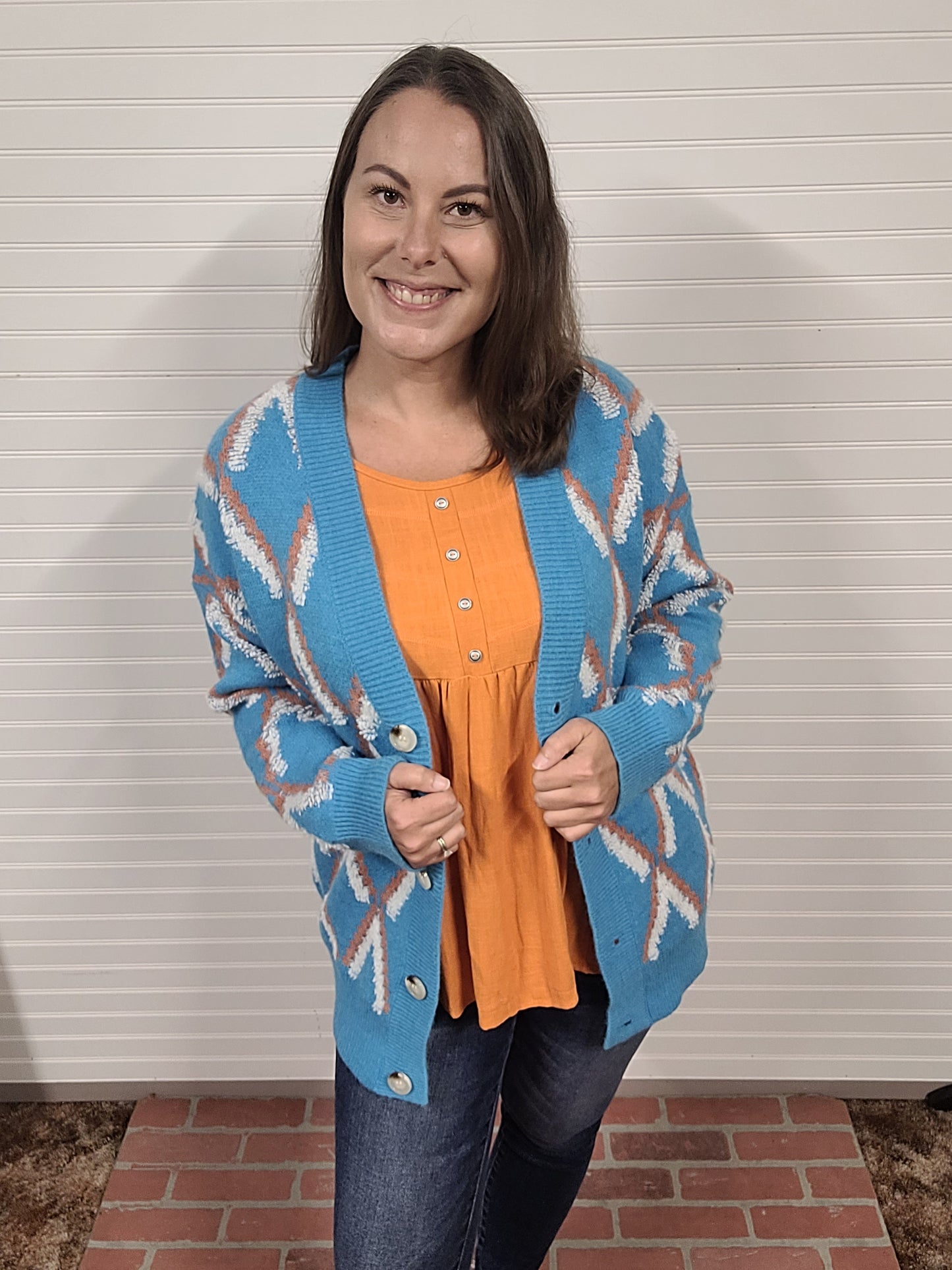 Entro Design Print Button Cardigan