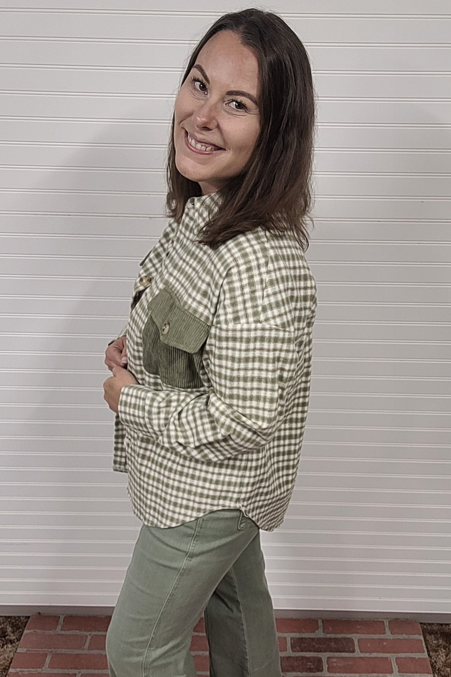 Relaxed Contrast Plaid Shacket