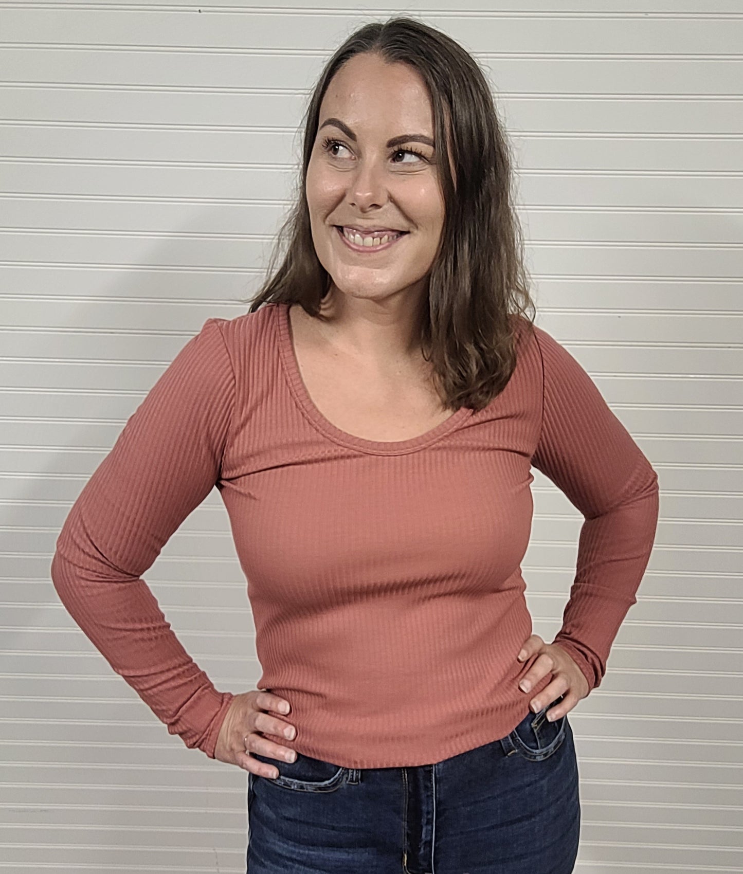 Deep U Neck Solid Top