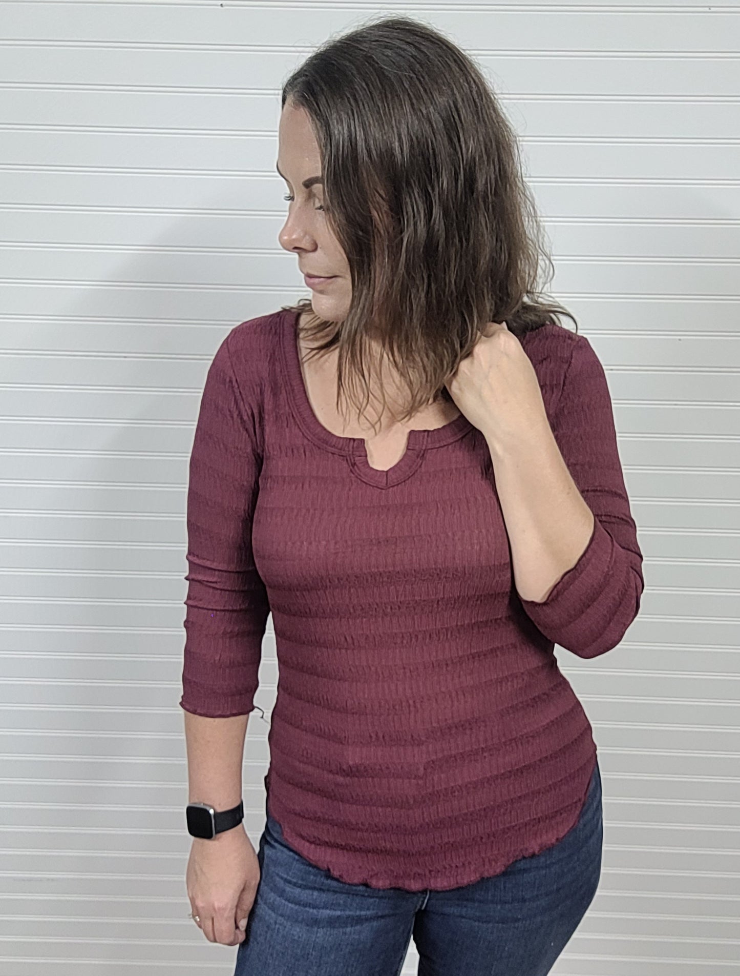 Mini Notch Scoop Neck Solid Top
