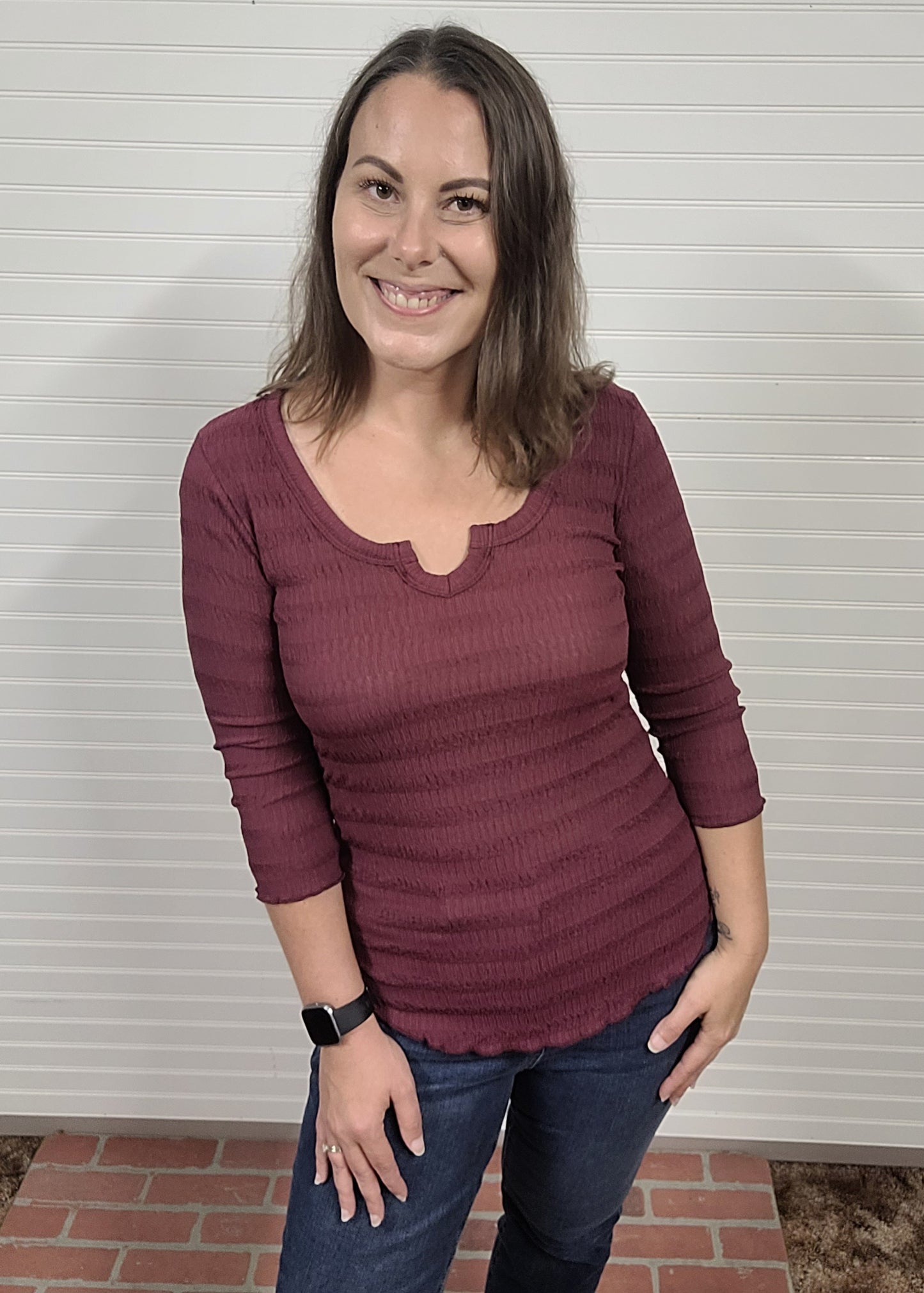Mini Notch Scoop Neck Solid Top