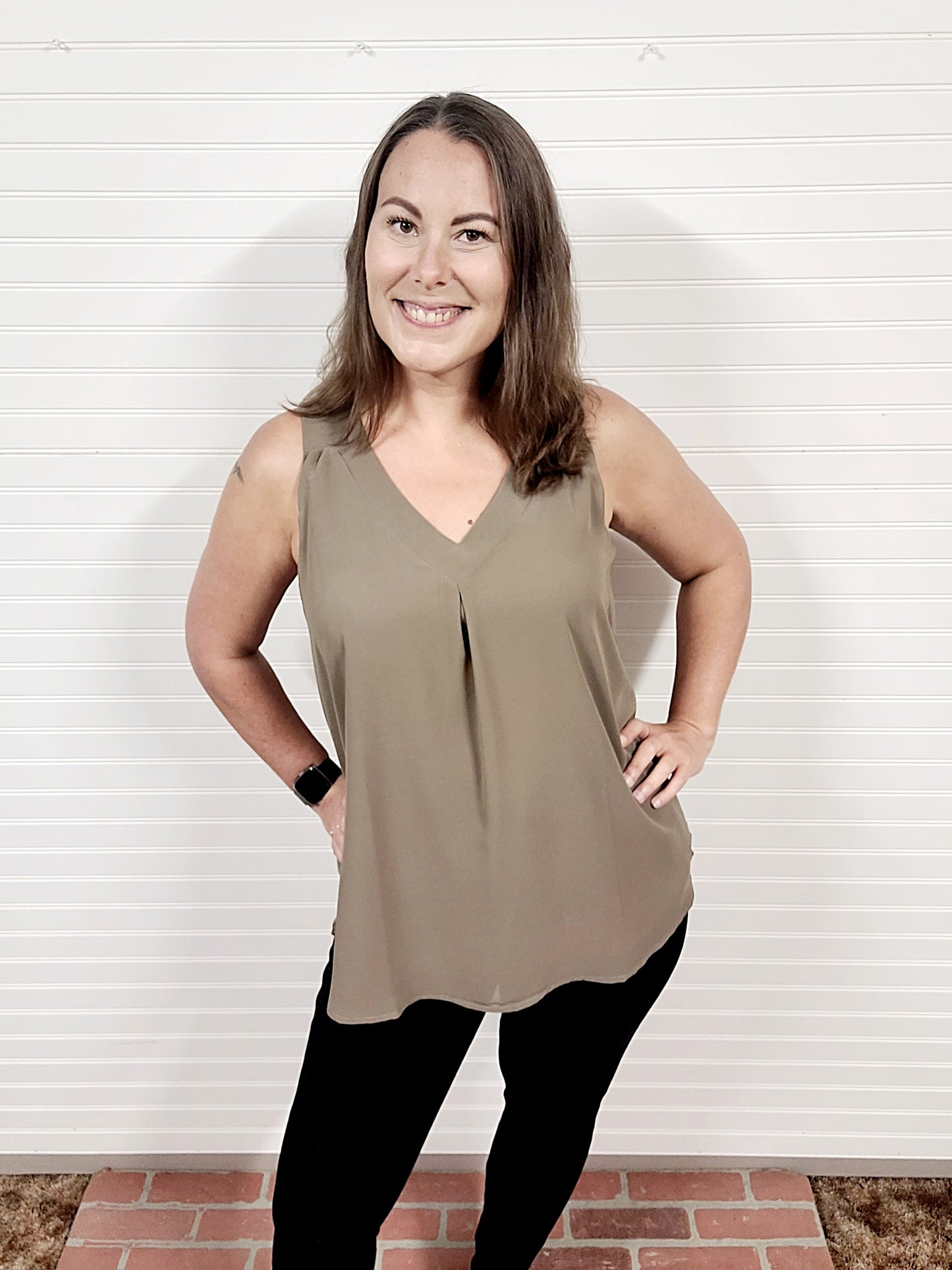 Chiffon Double Layer Sleeveless V-Neck Tank