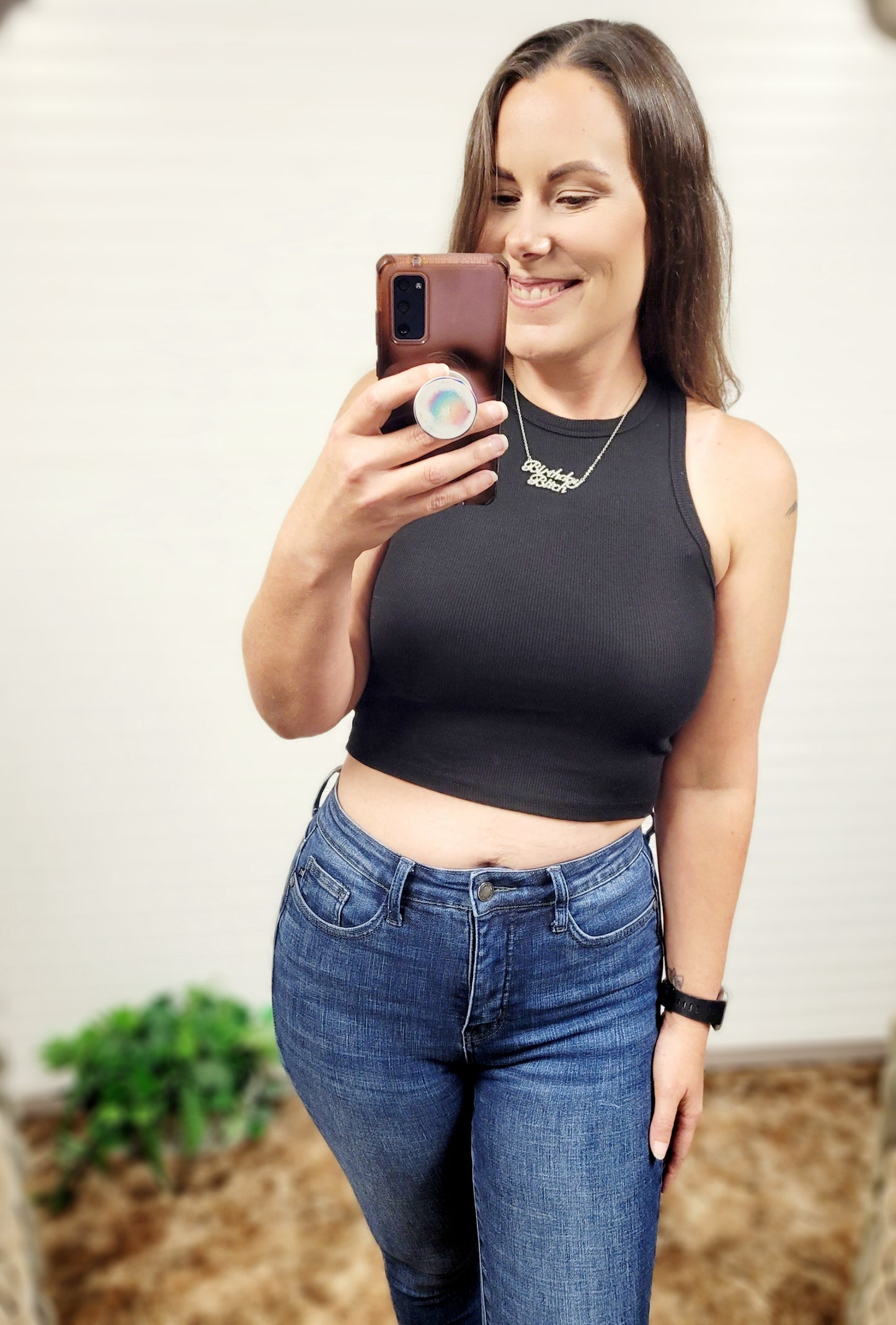 Solid Rib Knit Cami Tank Top
