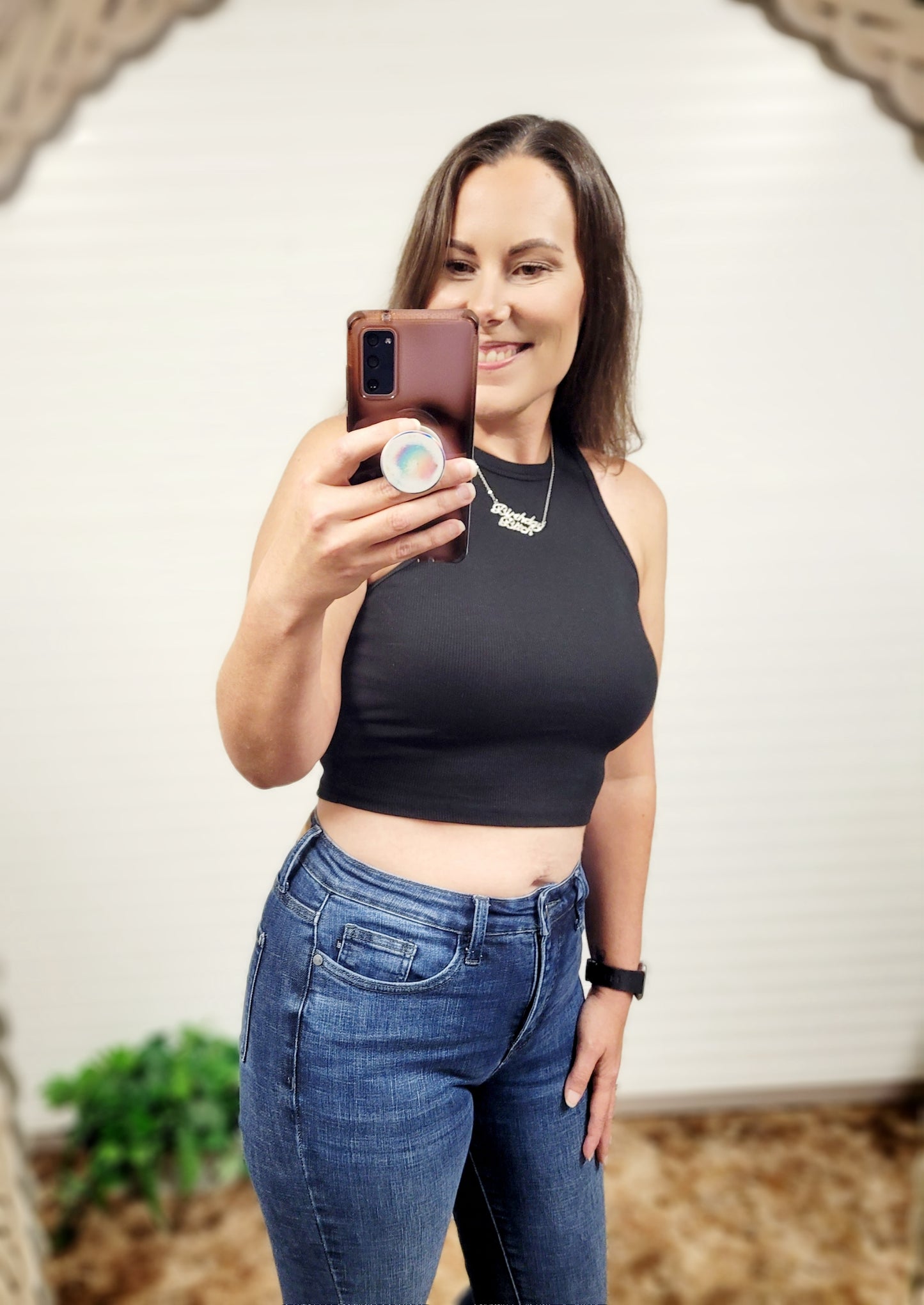 Solid Rib Knit Cami Tank Top