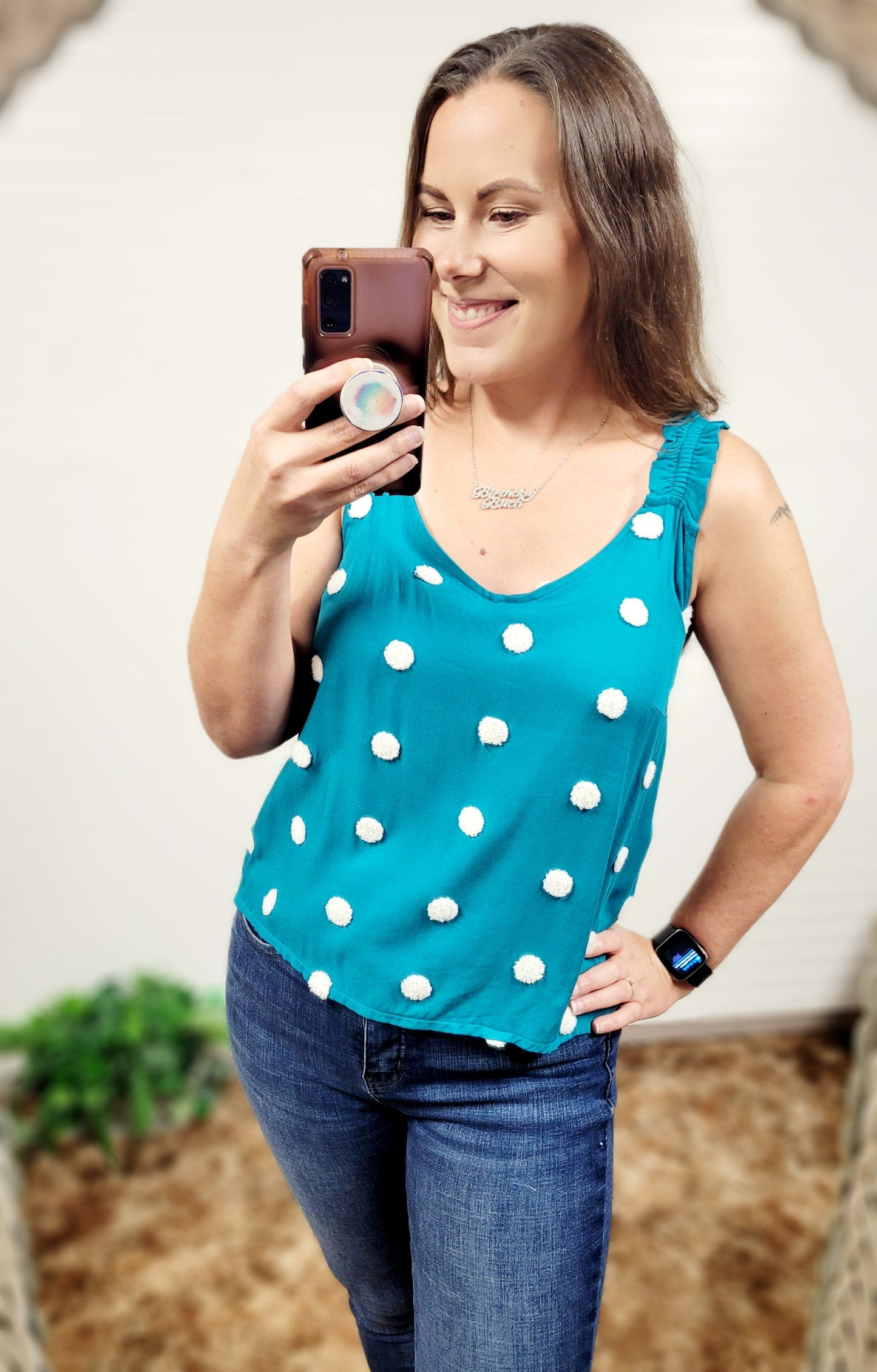 Blu Pepper Polka Dot Ruffle Tank