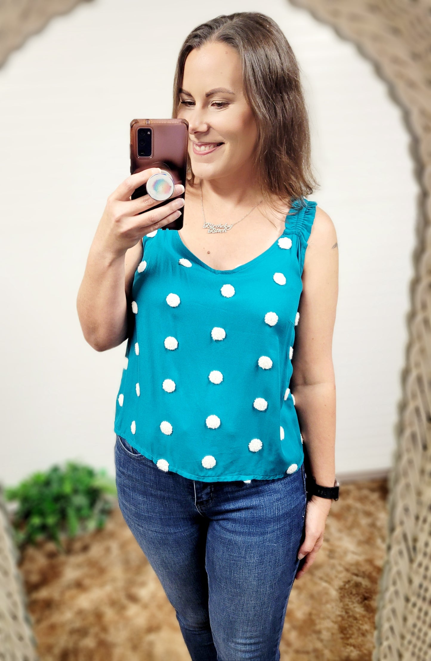 Blu Pepper Polka Dot Ruffle Tank