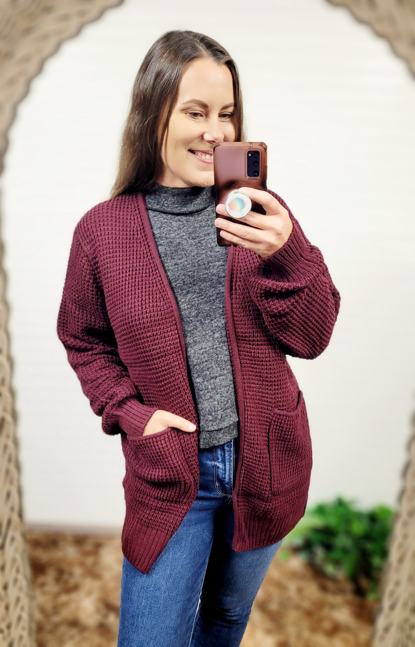 ZENANA Low gauge waffle cardigan