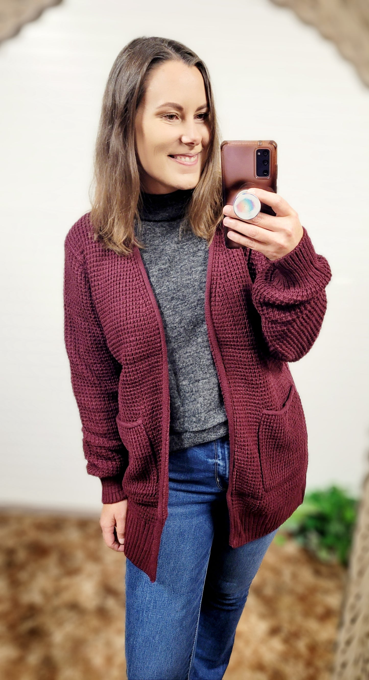 ZENANA Low gauge waffle cardigan