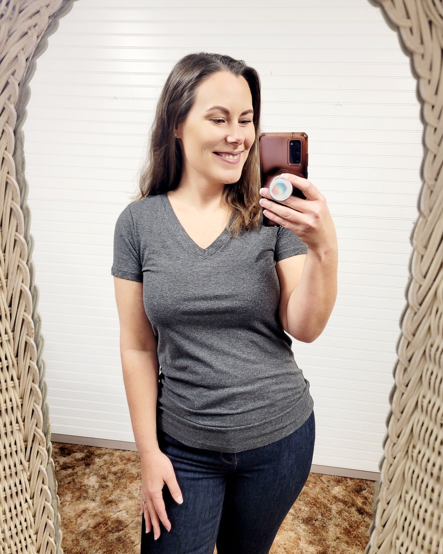 Cotton Rayon V Neck Top