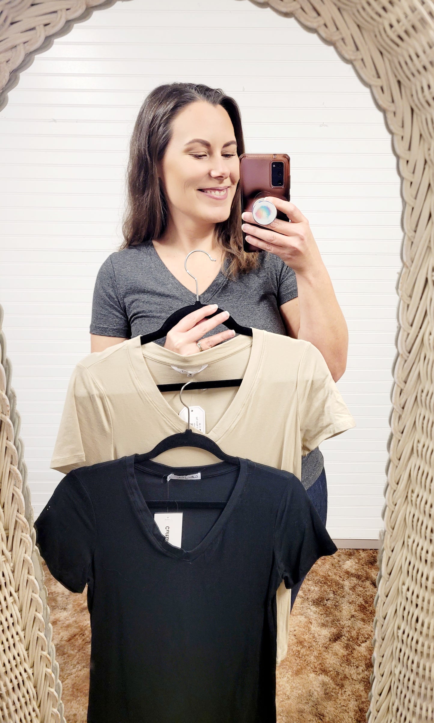 Cotton Rayon V Neck Top