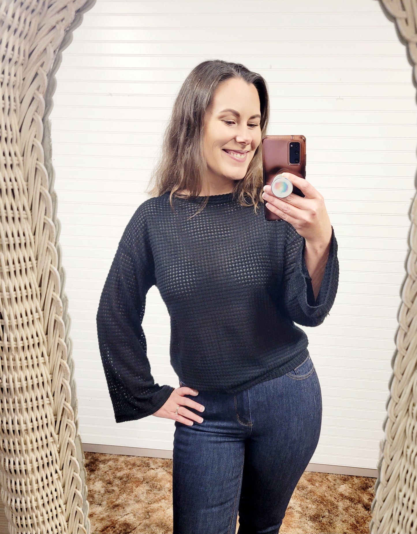 Surplice Back Detail Bell Sleeve Top
