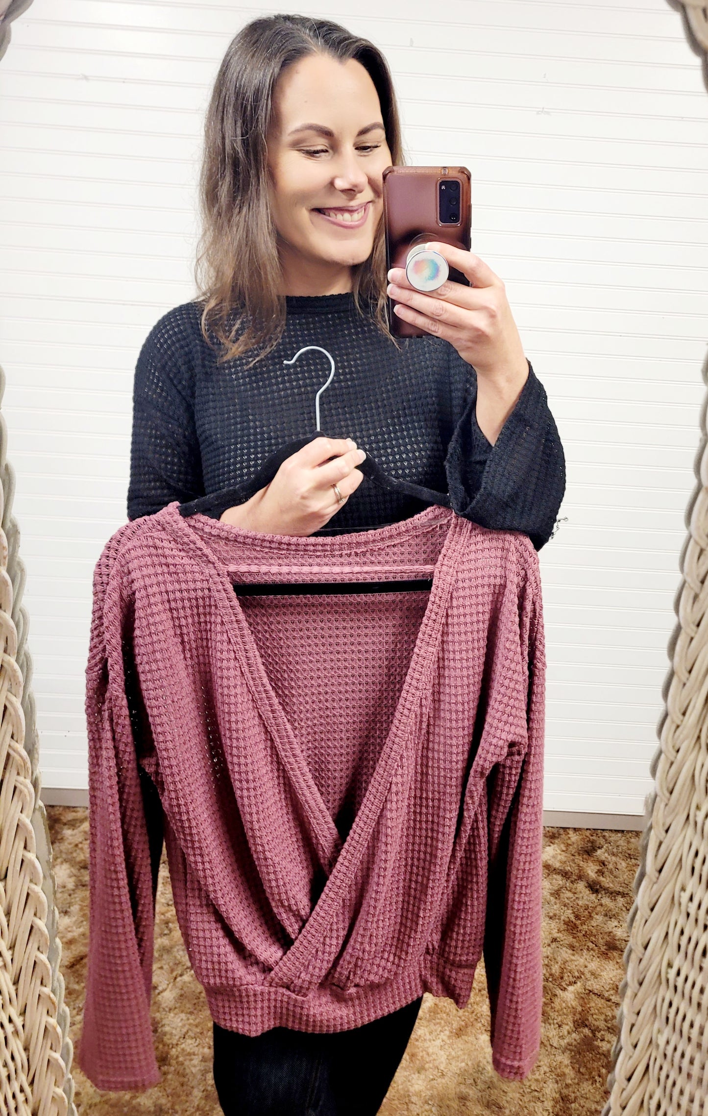 Surplice Back Detail Bell Sleeve Top