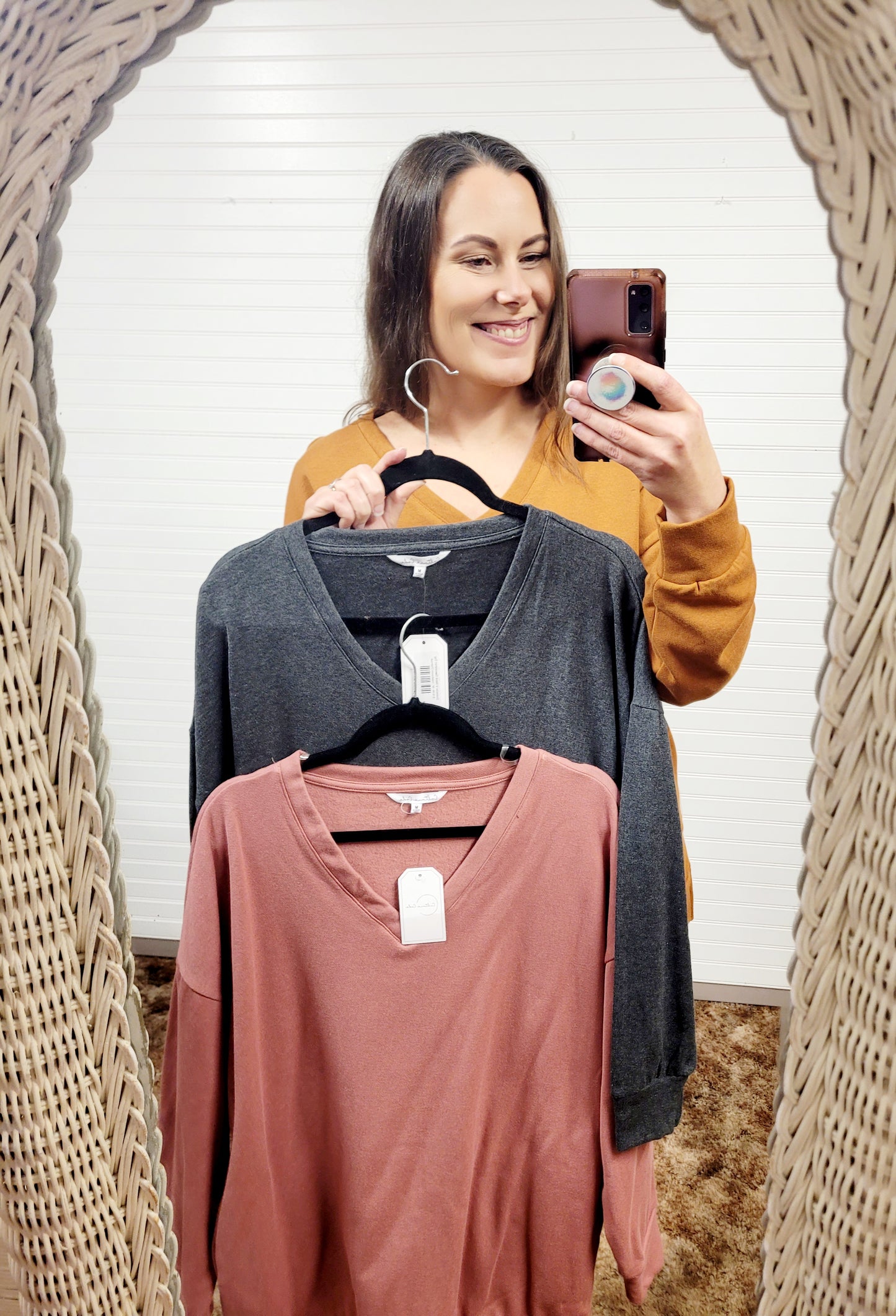 Oversize V Neck Sweatshirt Top