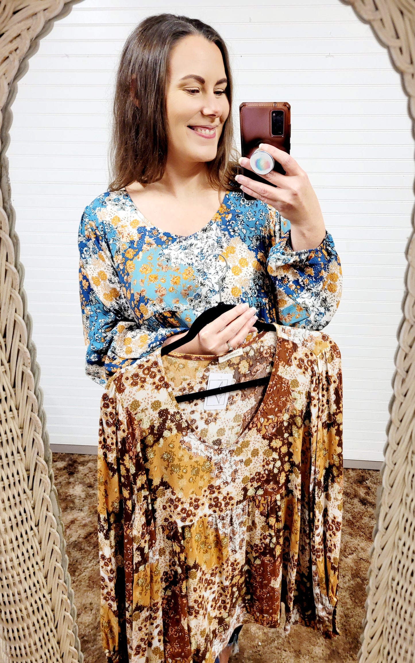 Cotton Bleu Floral Print Puff Sleeve Top