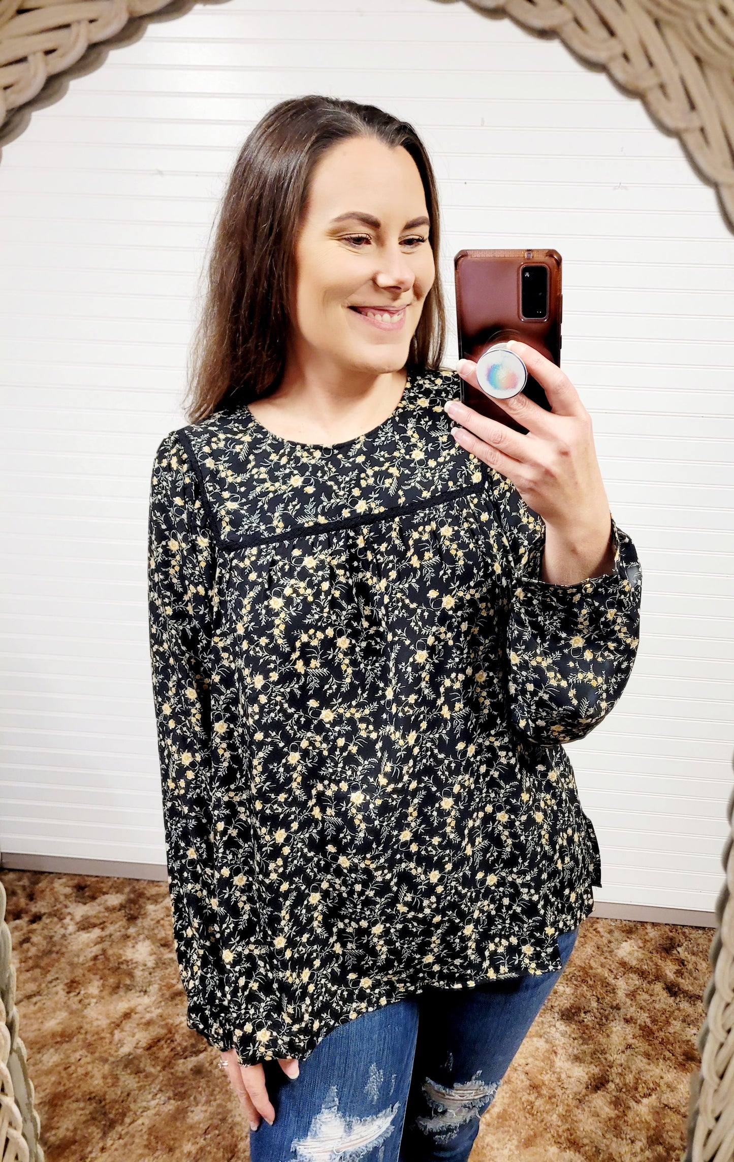 Cotton Bleu Soft Ditzy Floral Printed Top
