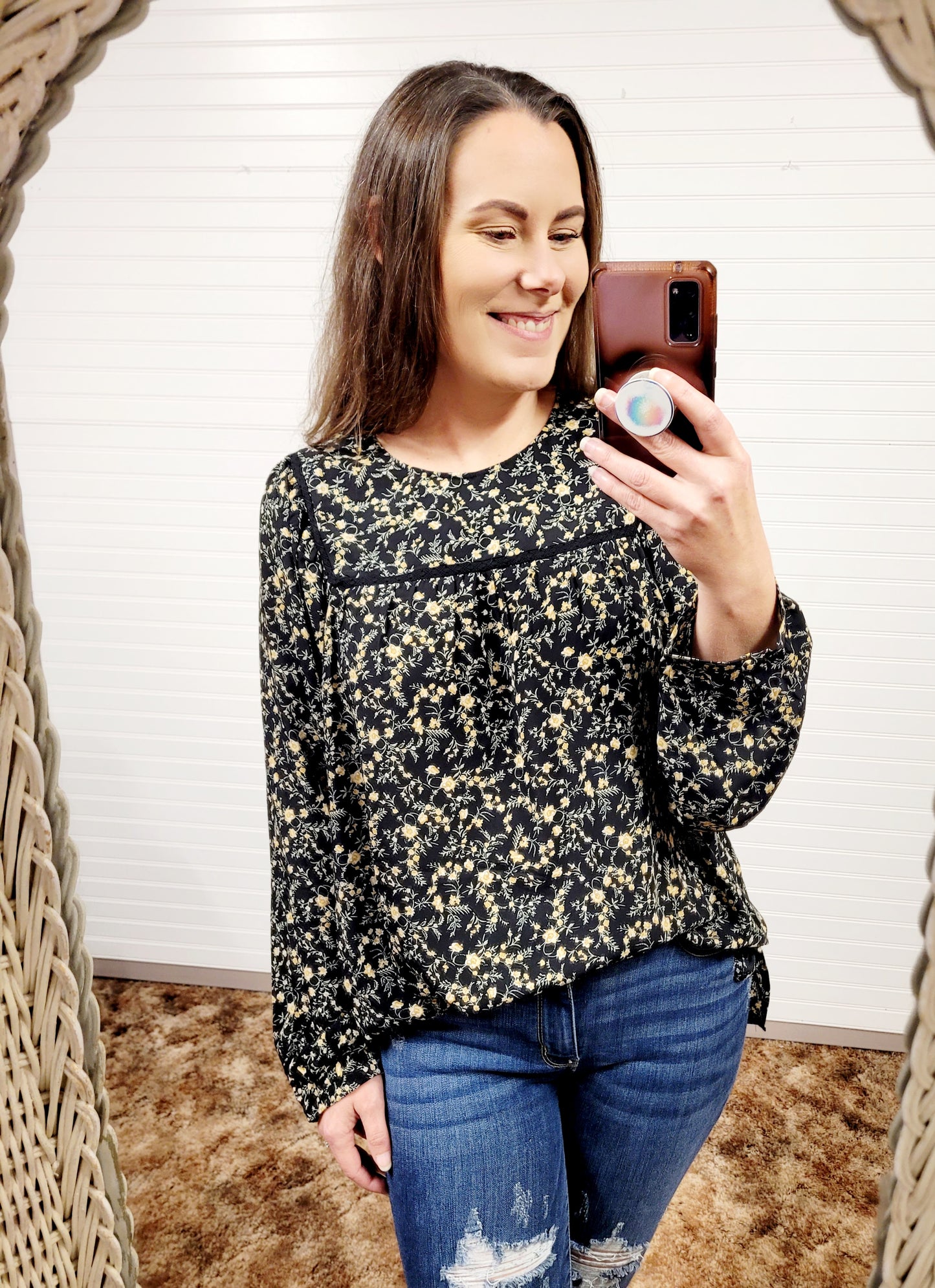 Cotton Bleu Soft Ditzy Floral Printed Top