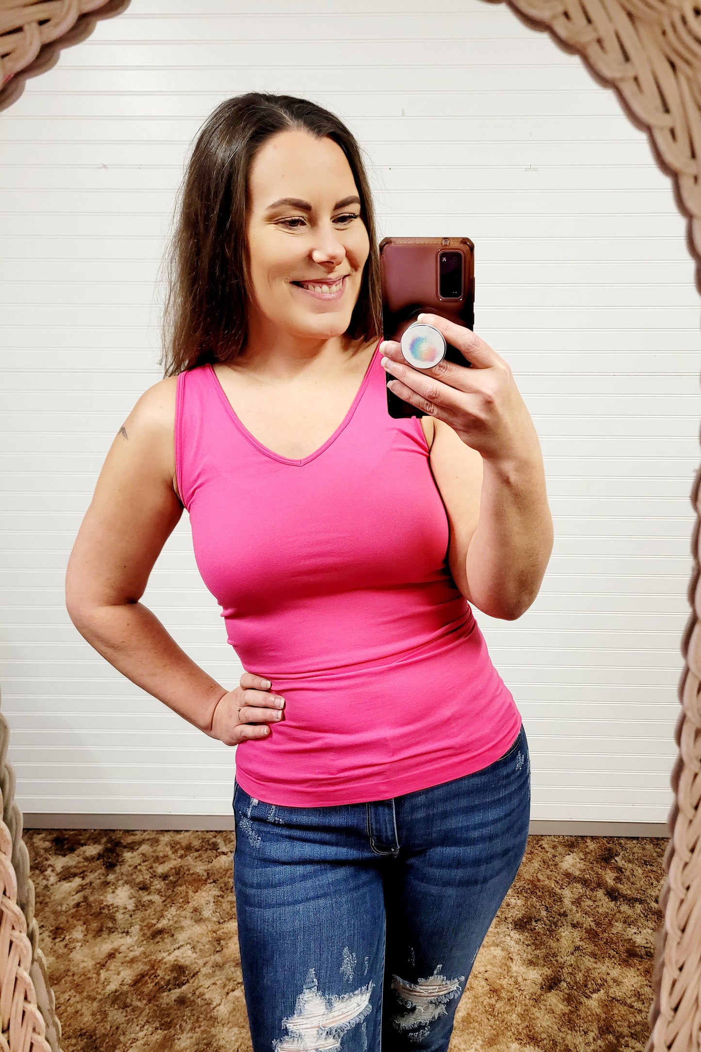 Zenana V Neck Seamless Tank Top