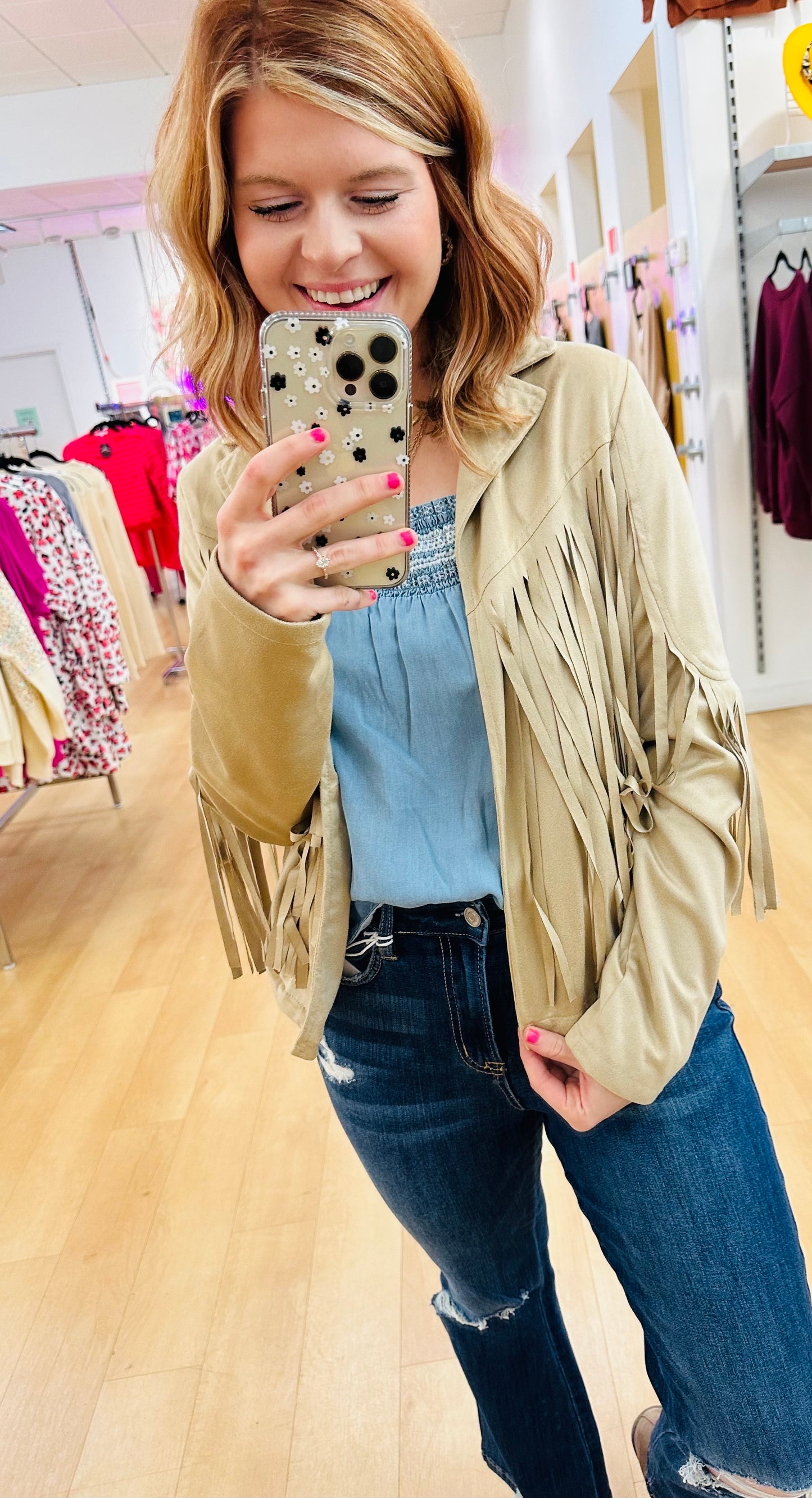 Faux Suede Fringe Jacket