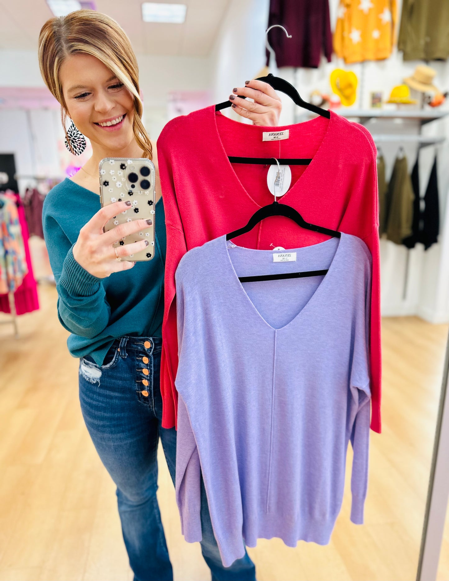 Zenana Viscose Front Seam Sweater