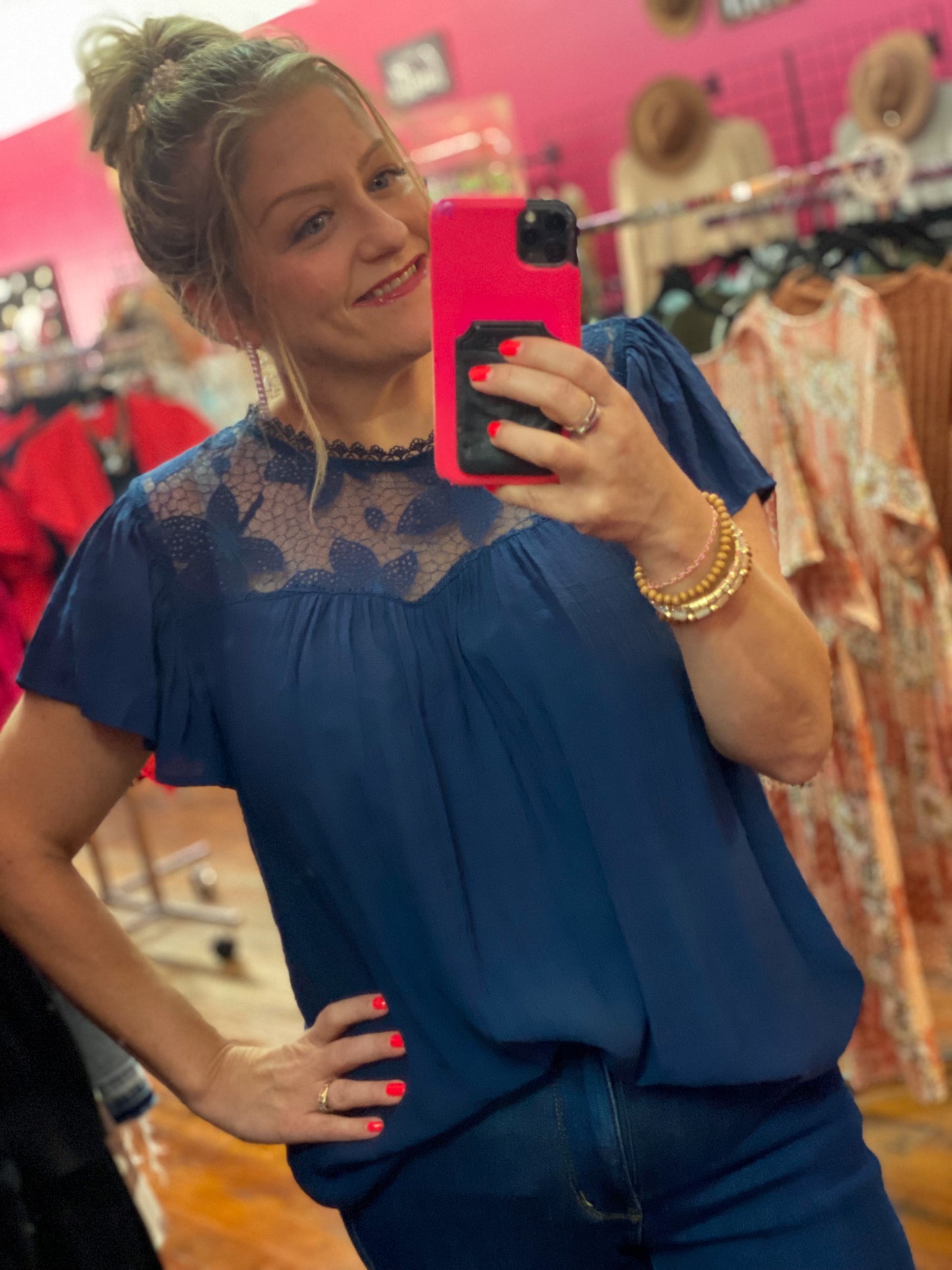 Plus Laced Back Tie Top