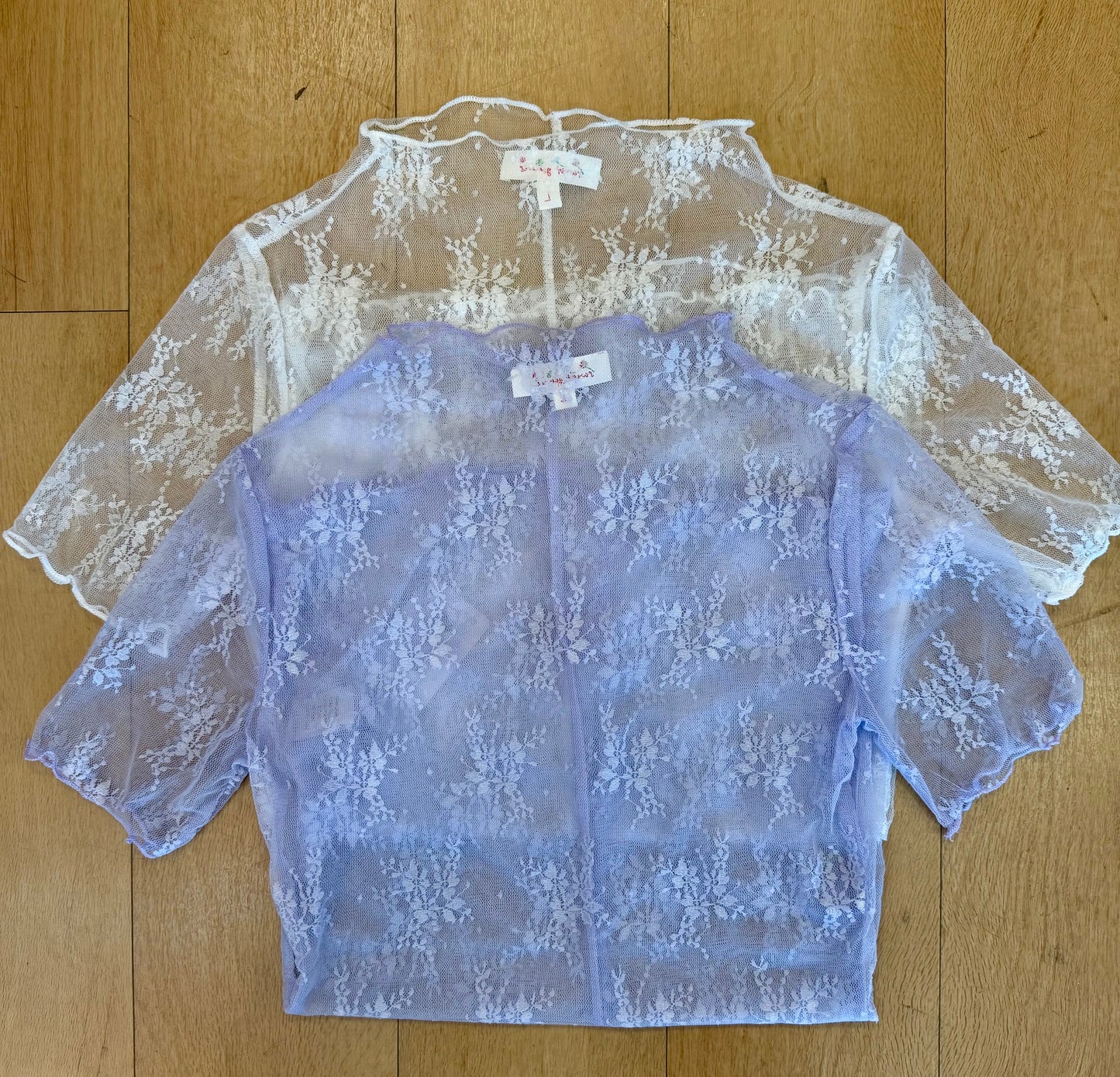 Mesh Lace High Neck Design Short Sleeve Fitted Top