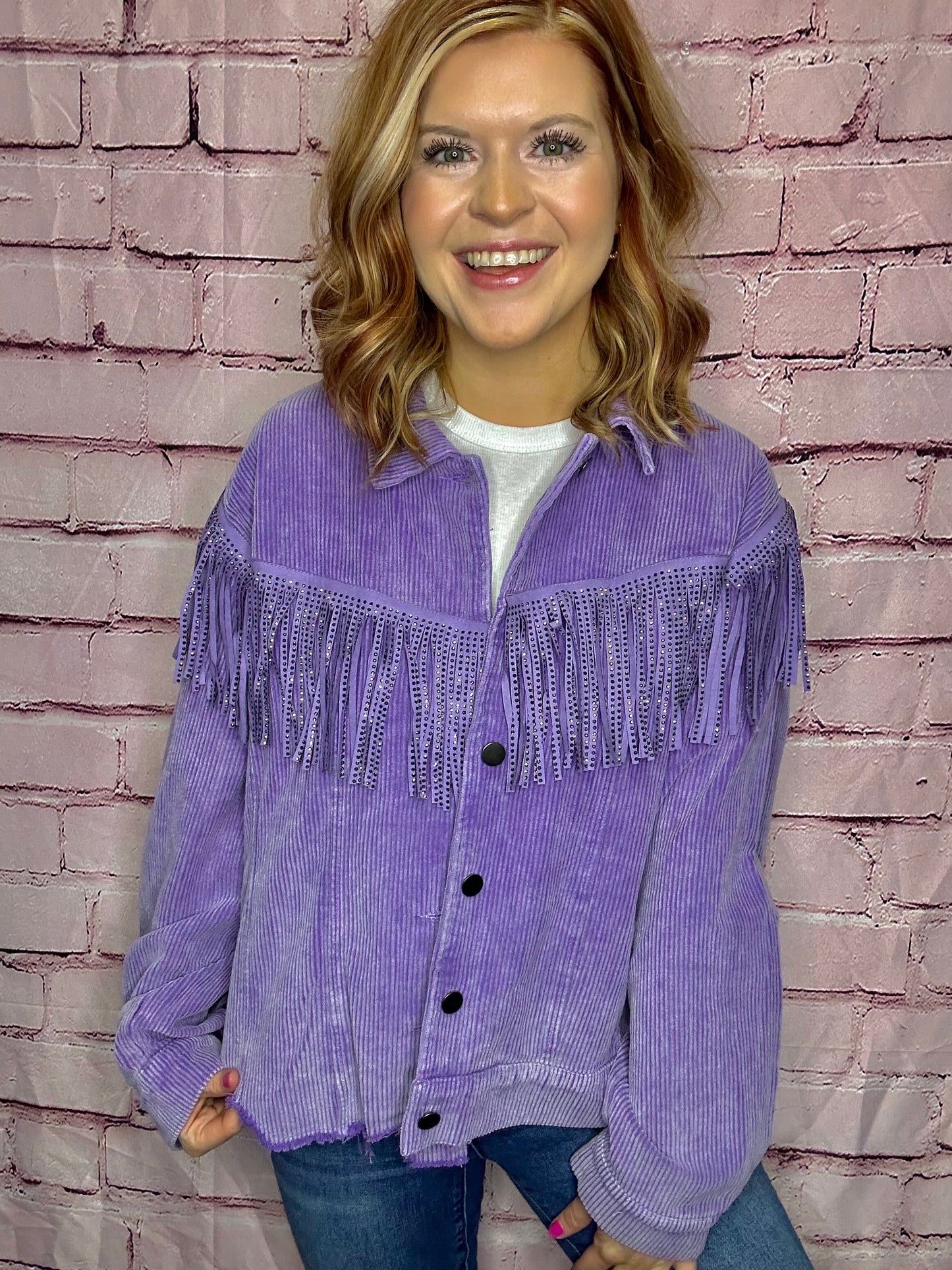 Tassels Detailed Corduroy Jacket