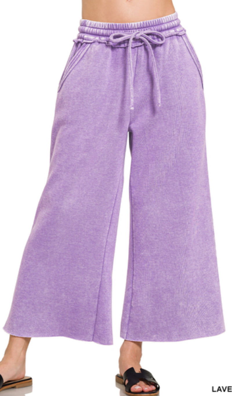 Acid Wash Fleece Sweatpants w/ Pockets