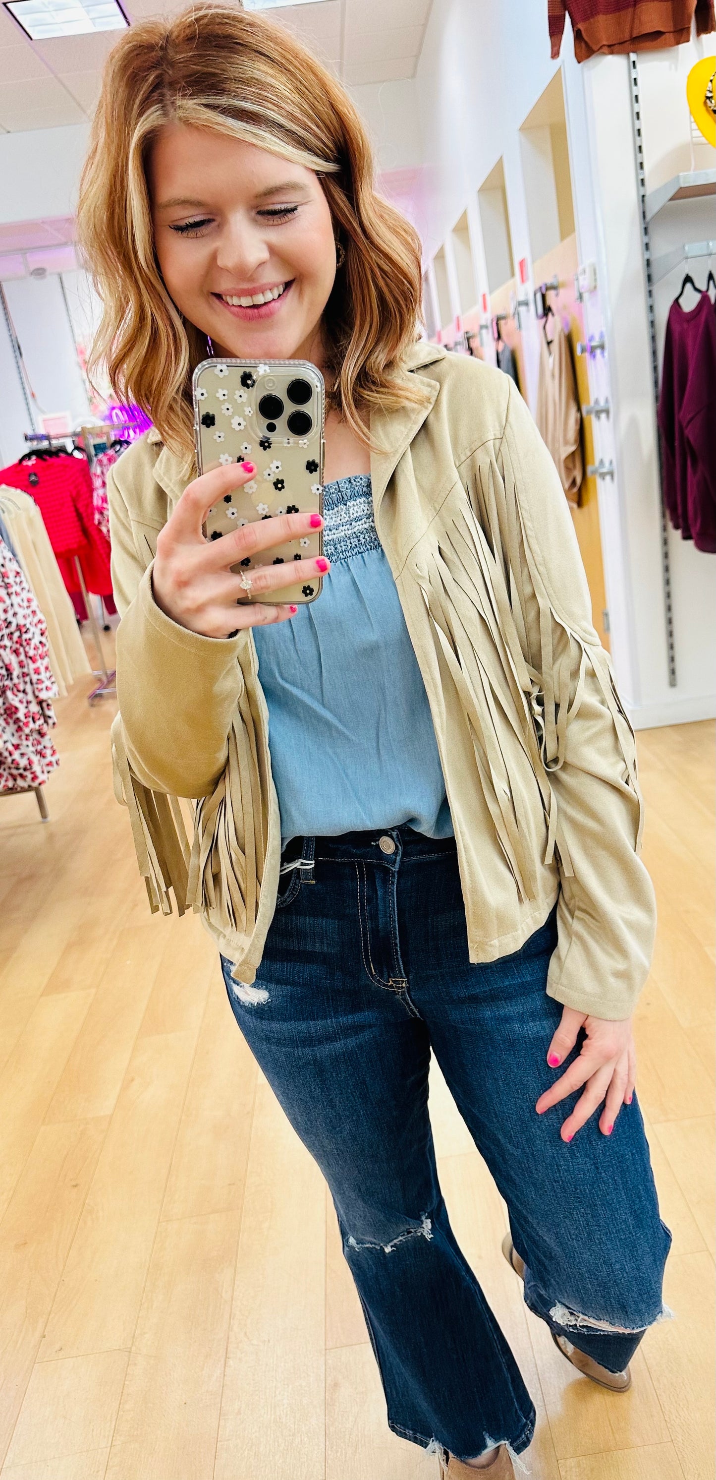 Faux Suede Fringe Jacket