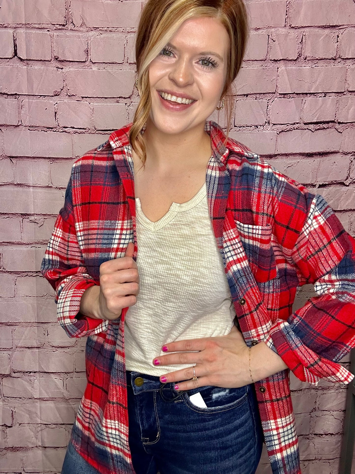Loose Thick Sanded Plaid Shacket