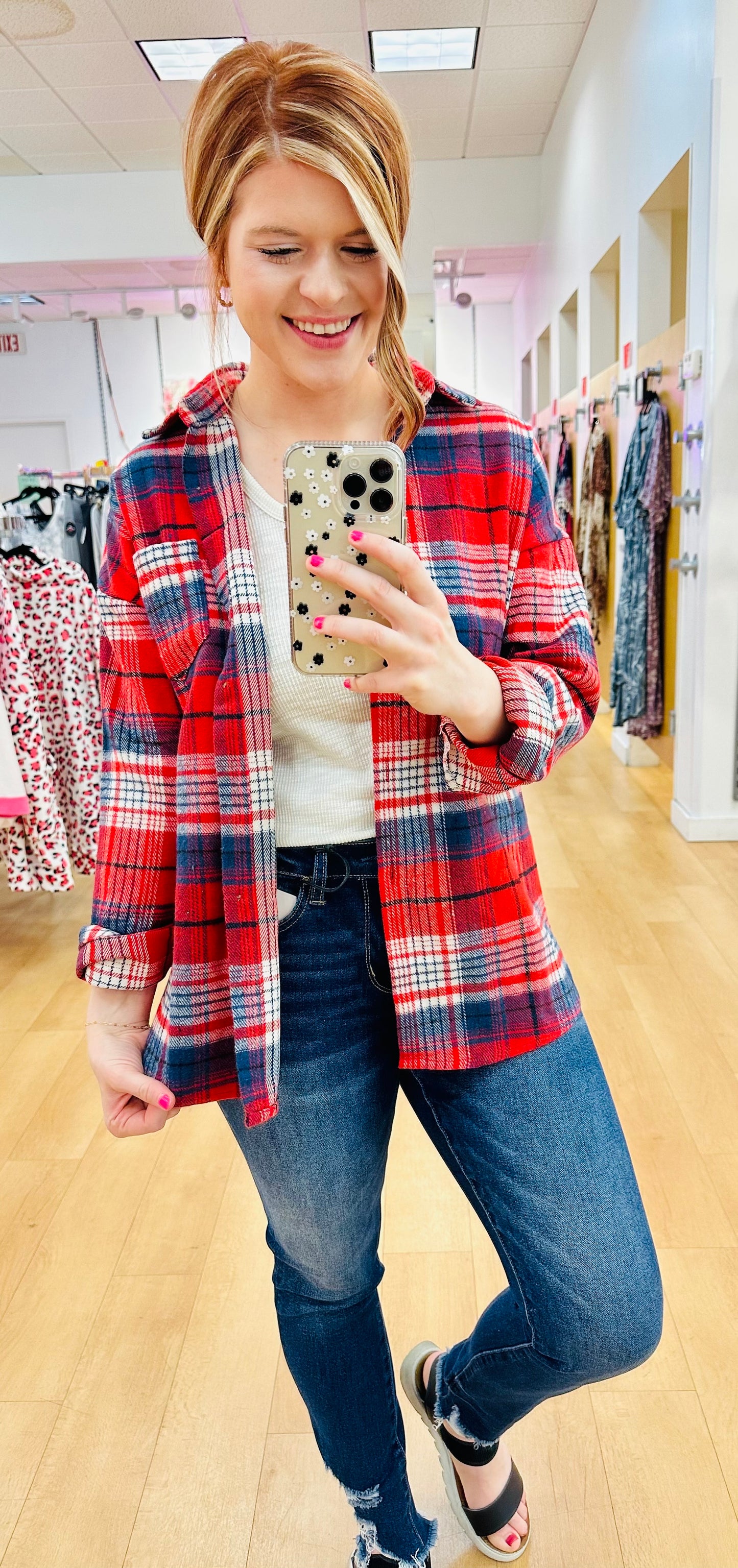 Loose Thick Sanded Plaid Shacket