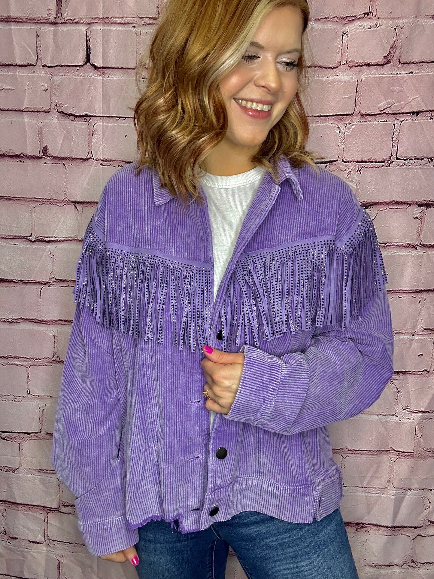 Tassels Detailed Corduroy Jacket