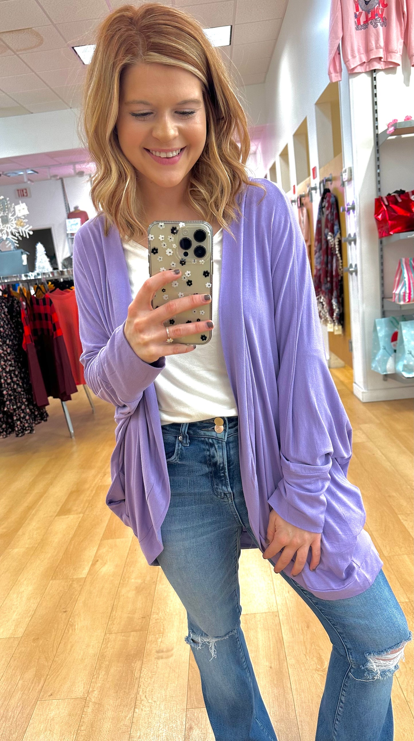 Rachael’s Favorite Cocoon Cardigan in Lavender