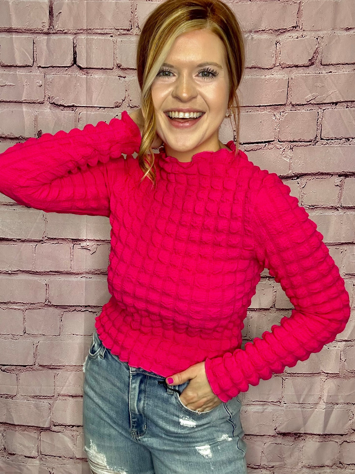 Mock Neck Long Sleeve Crop Top
