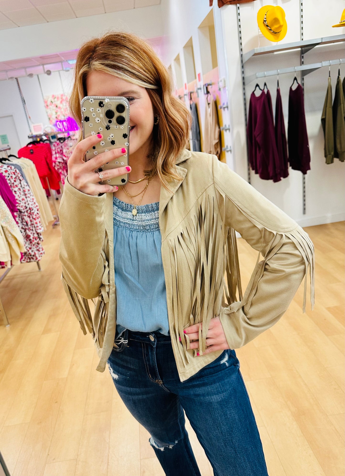 Faux Suede Fringe Jacket
