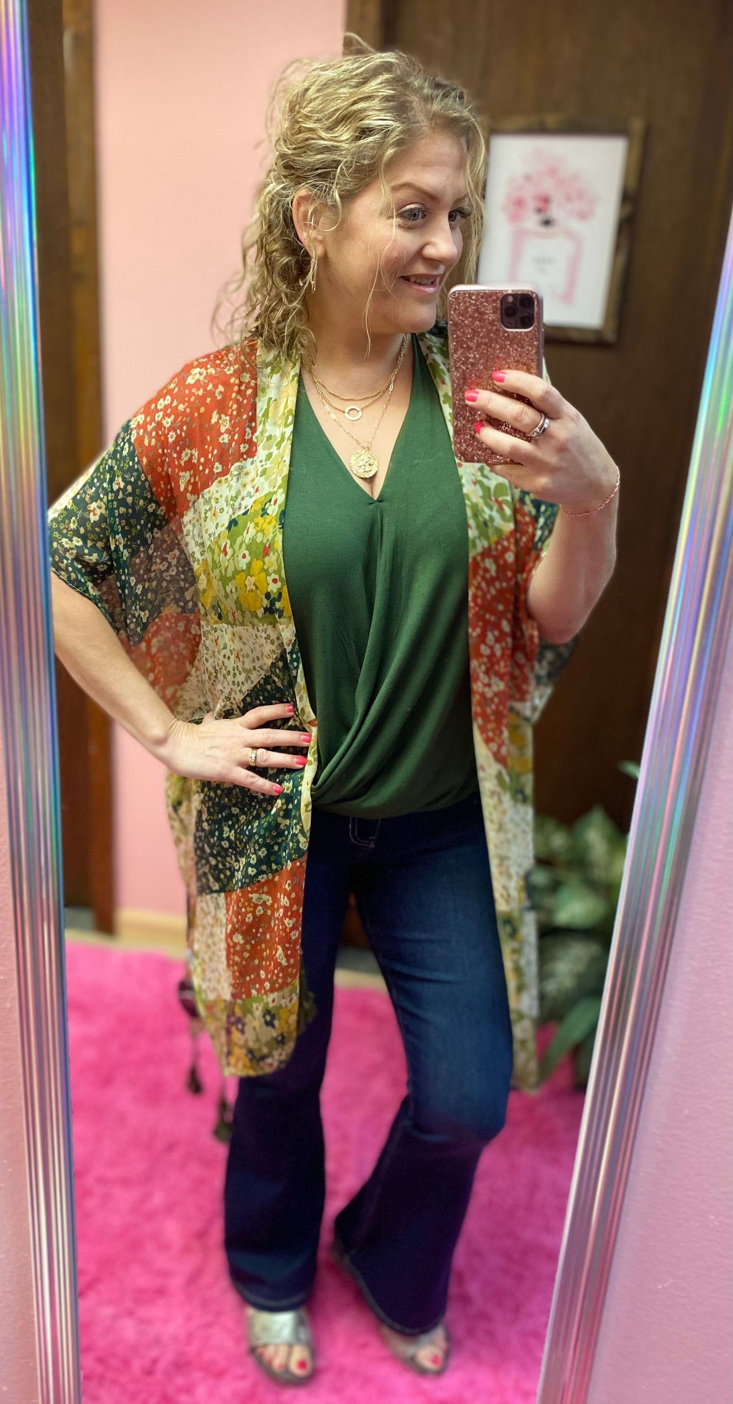 Allover Floral Print Kimono